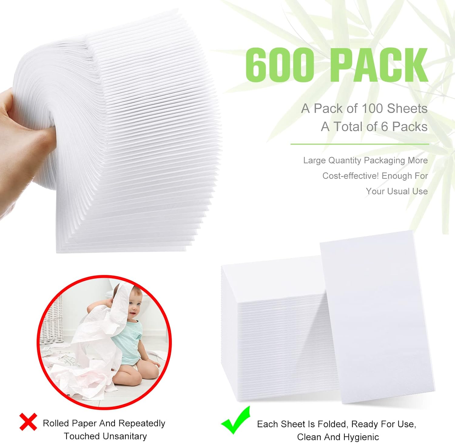 600 servilletas desechables para baño, servilletas blancas desechables, toallas de papel para invitados, toallas de mano suaves y absorbentes,