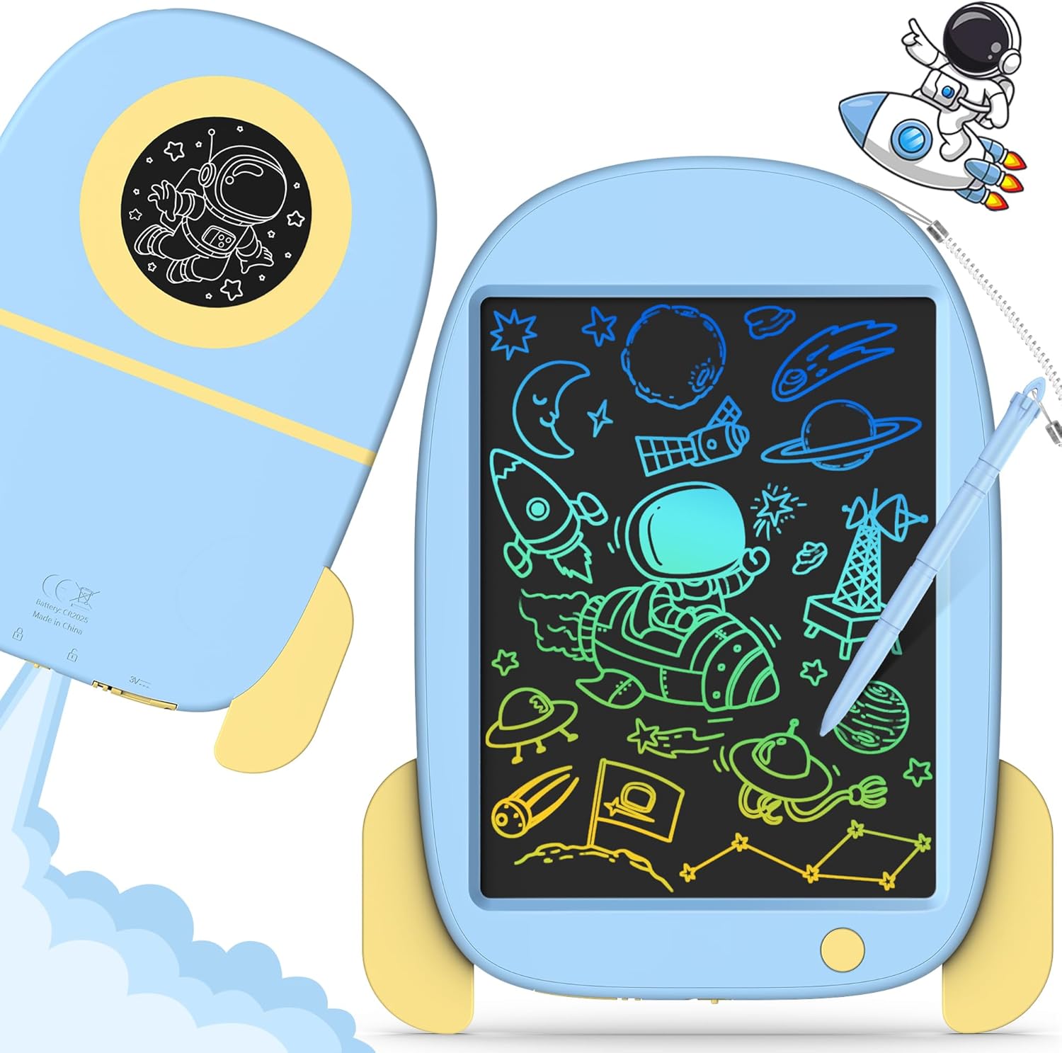 Hockvill Tableta de escritura LCD para niños, juguete de aprendizaje, almohadilla de dibujo de cohetes para niños de 3, 4, 5, 6, 7, 8 años, tablero