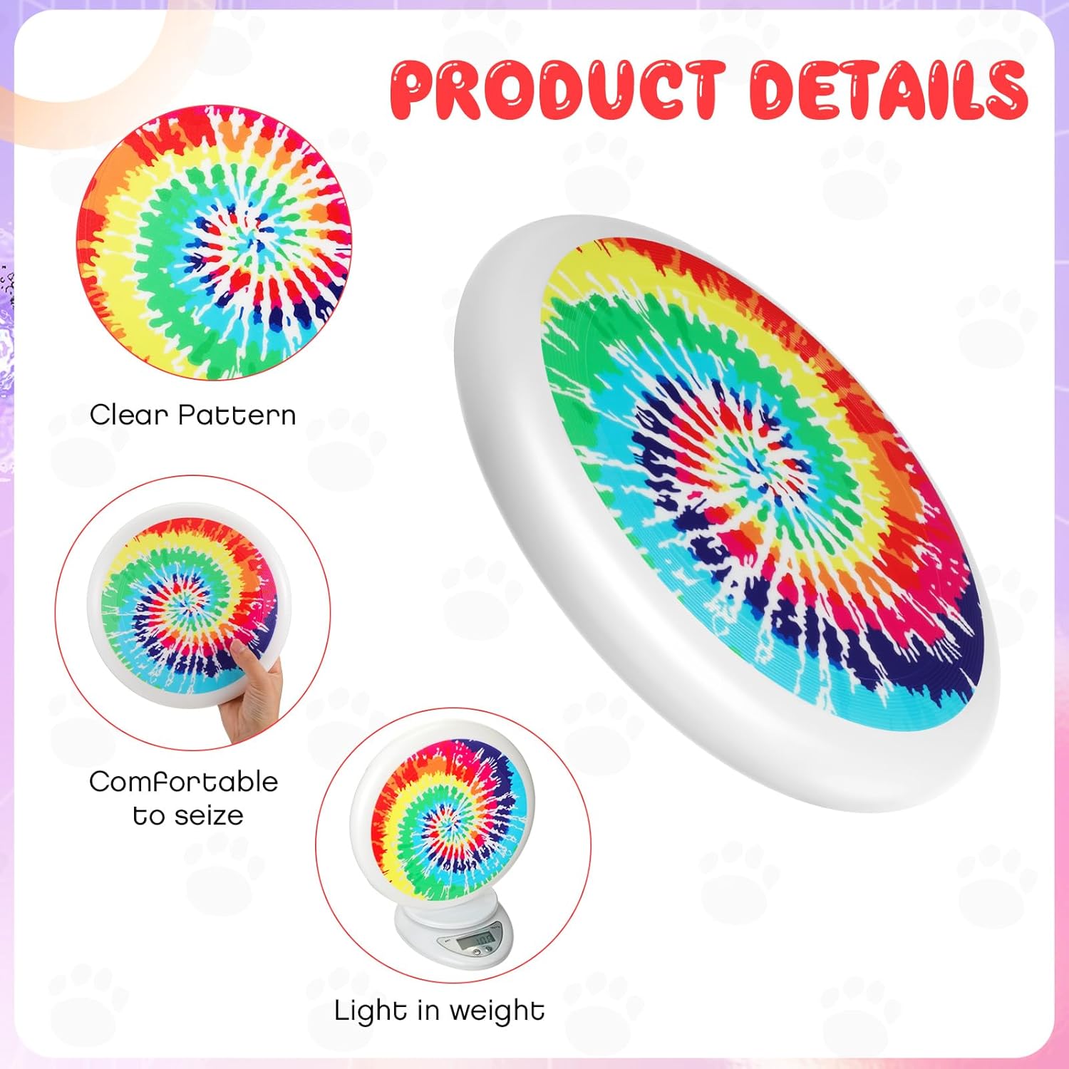 Liliful 4 unidades de disco volador de plástico de 3.53 oz de 8.46 pulgadas, disco volador de teñido anudado deportivo para parque, adultos, niños,