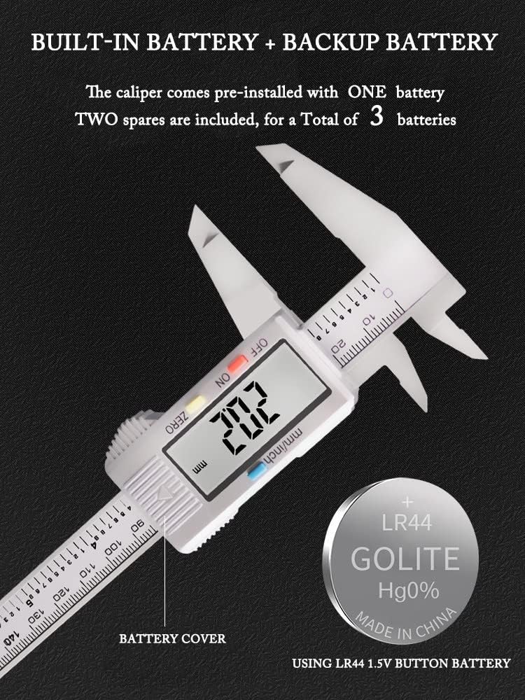 Calibres digitales, calibradores digitales electrónicos, herramienta de medición de calibre YKLSXKC de 0 a 6 pulgadas, conversión de pulgadas y