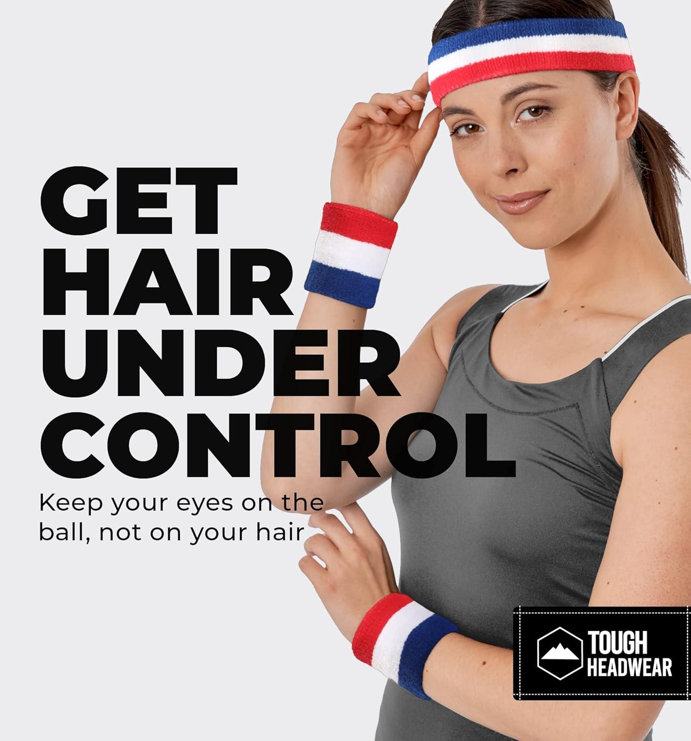 Juego de bandas para el sudor, bandas para el sudor para la cabeza y la muñeca, bandas de tela de rizo para tenis, entrenamiento, deportes,