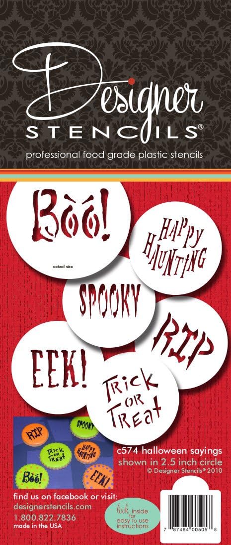 Designer Stencils Dichos pequeños de plantillas de galletas de Halloween, beigesemitransparente
