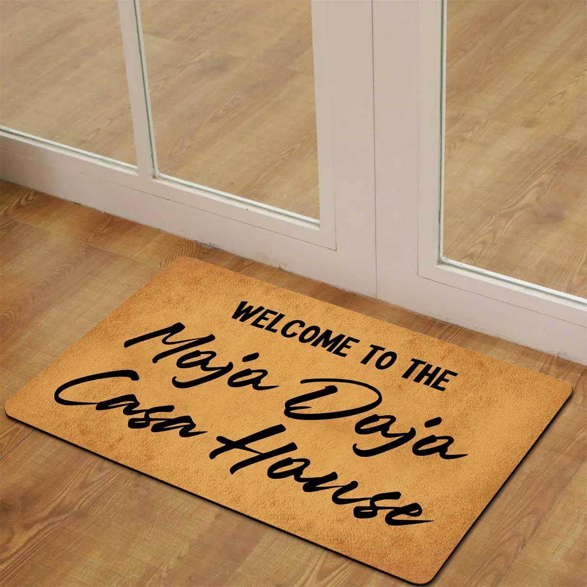 Welcome to The Mojo Dojo Casa – Tapete para puerta de entrada, divertido tapete de goma antideslizante para interiores y exteriores, 23.6 pulgadas