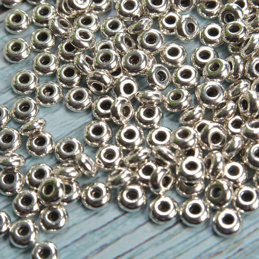 200 piezas redondas de plata de acero inoxidable espaciador cuentas DIY joyería hallazgos