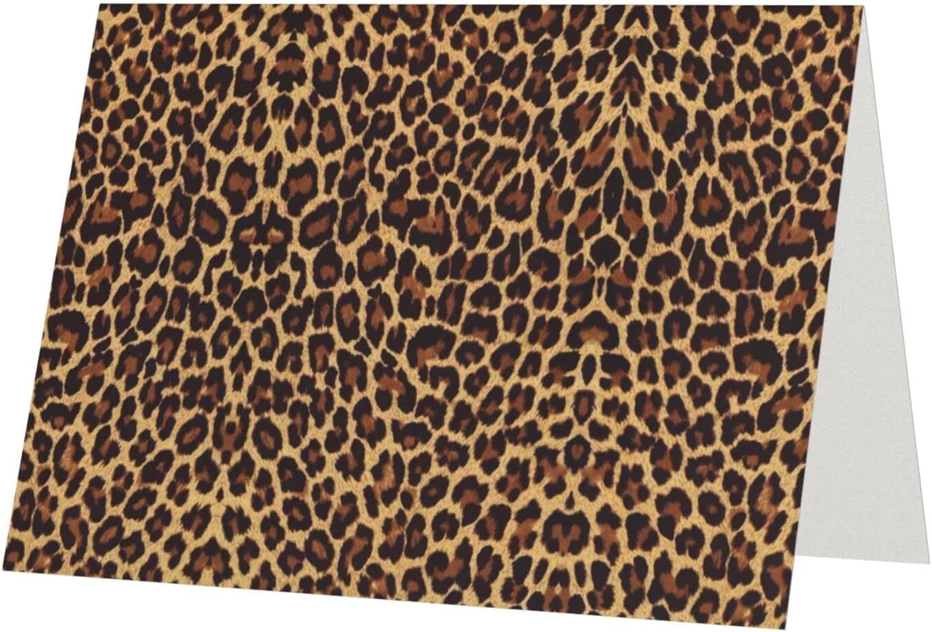El leopardo modeló las tarjetas de agradecimiento de la impresión del papel pintado con los sobres, tarjeta de felicitación de papel perla, en
