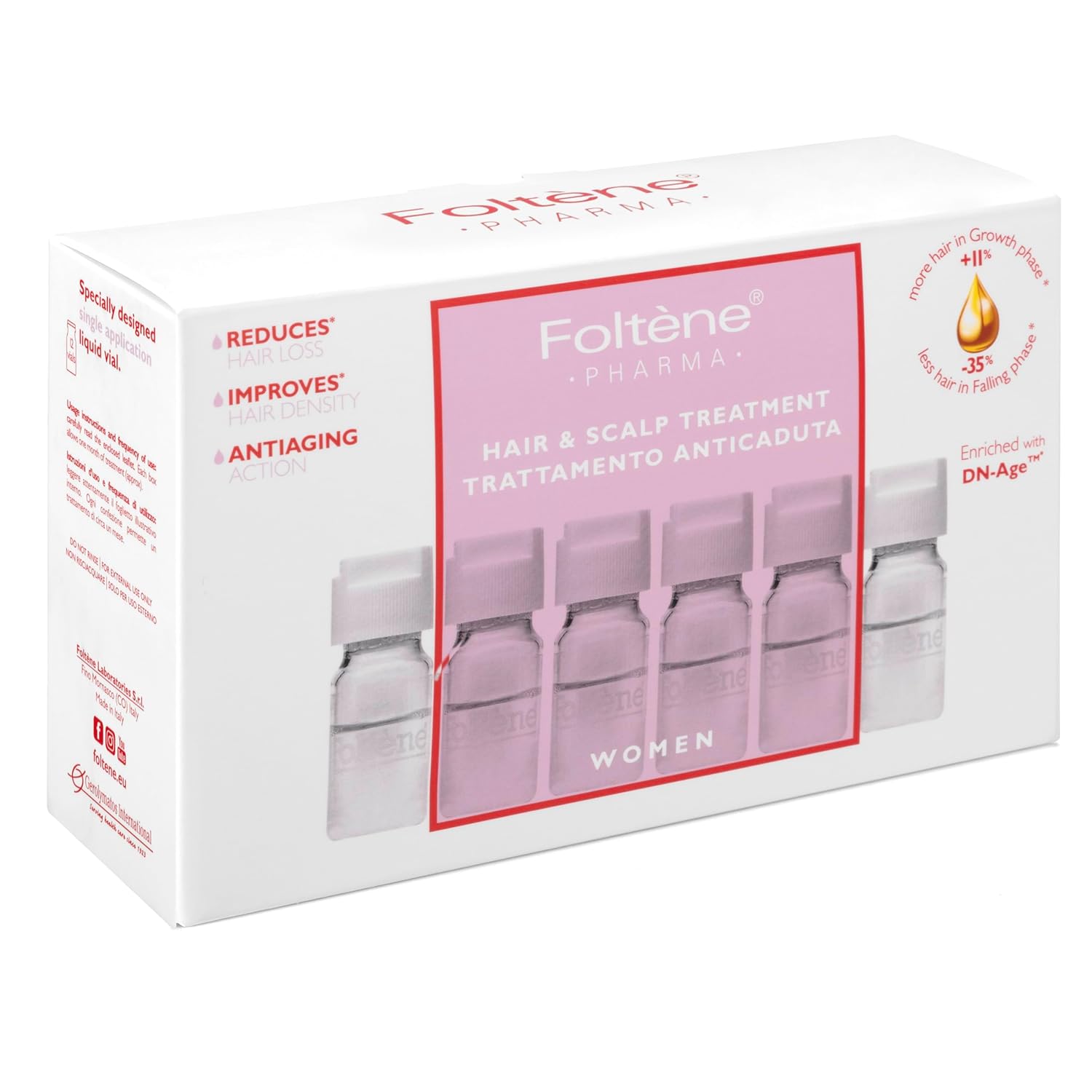FOLTENE Tratamiento para el cabello y el cuero cabelludo para mujeres (nuevo embalaje)  Solución de pérdida de cabello con tricalgoxilo para