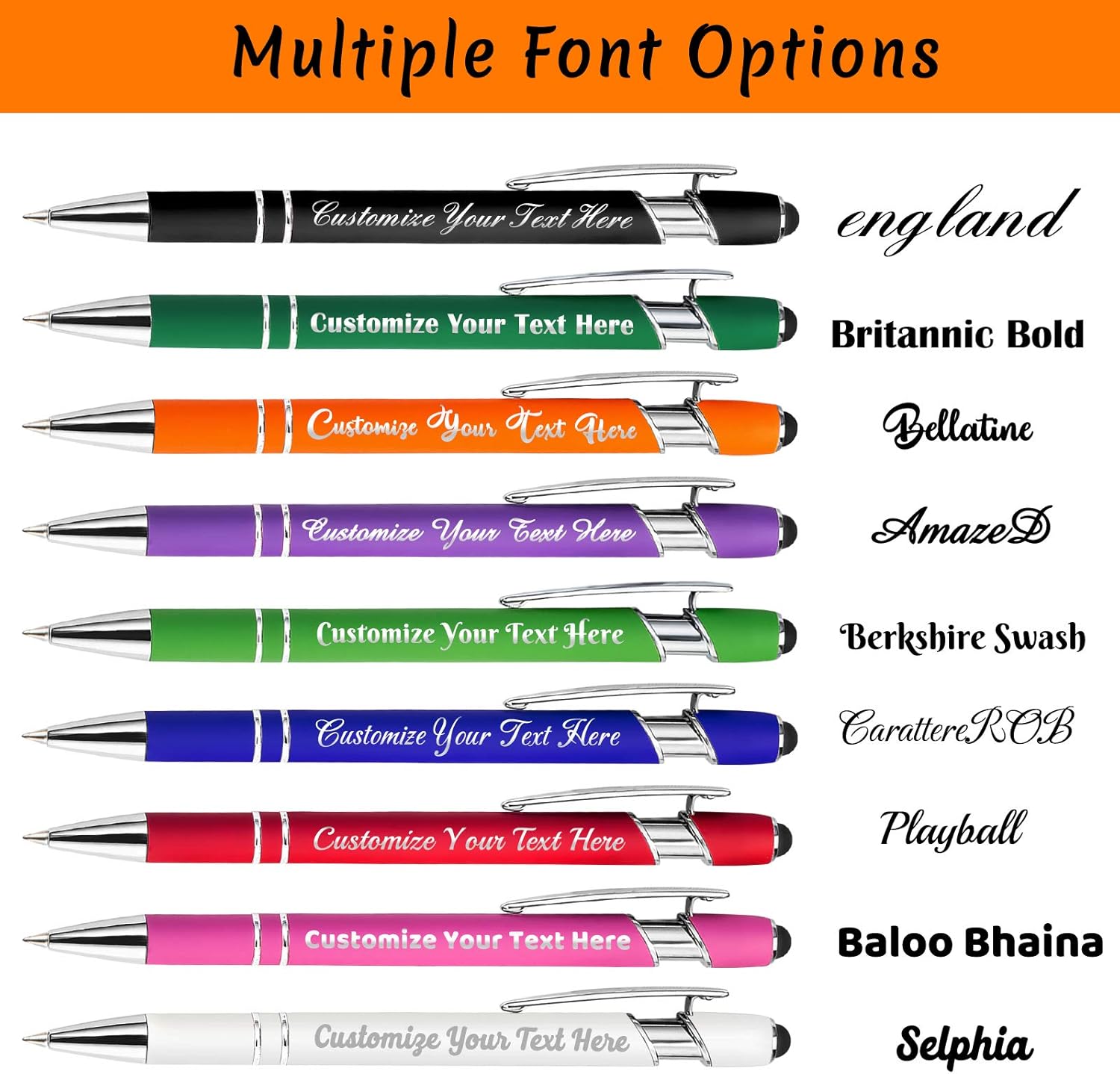 24 bolígrafos personalizados con lápiz, bolígrafos de grabado personalizado, impresos con tu logotipo o mensaje para Navidad, graduación y