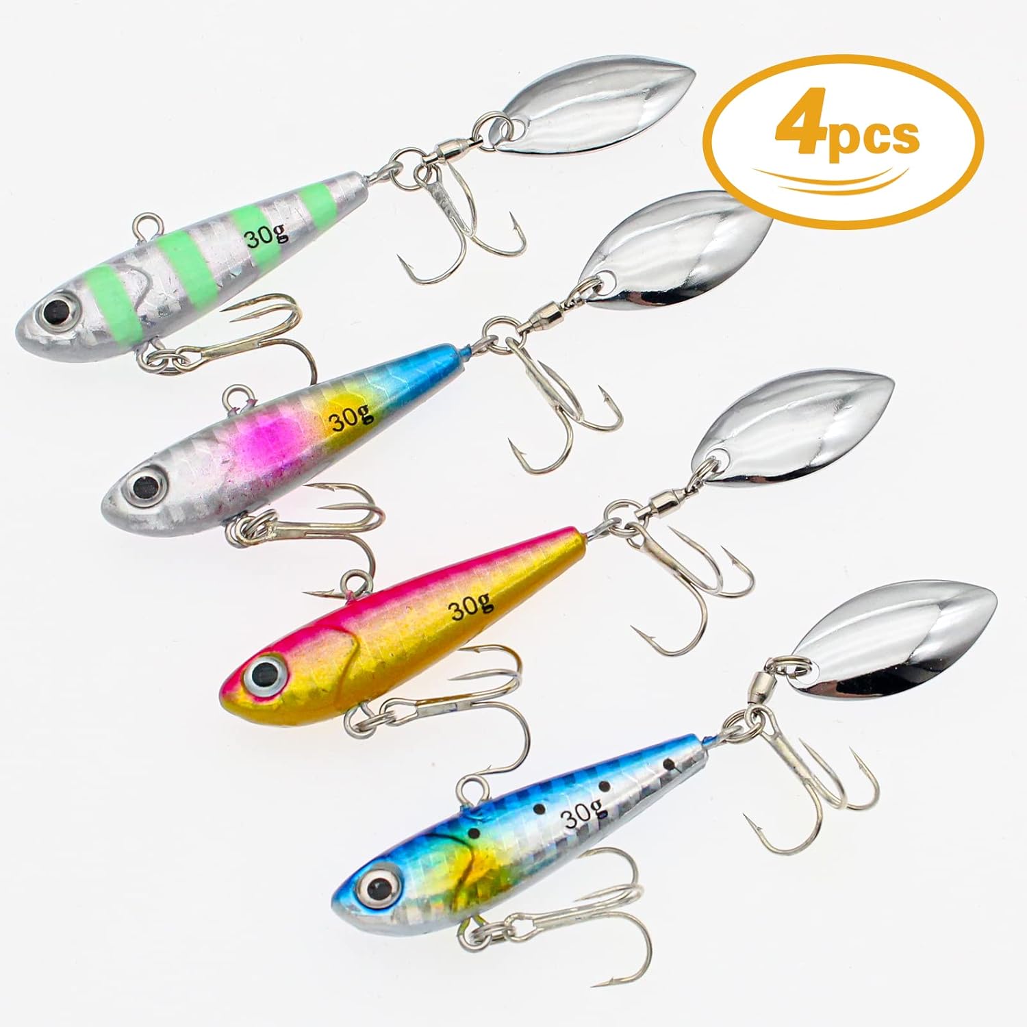 Plantillas de pesca de metal, cucharas de pesca de metal, cebo de hoja giratoria, cuchara de jigging de fundición larga, señuelo vertical duro VIB