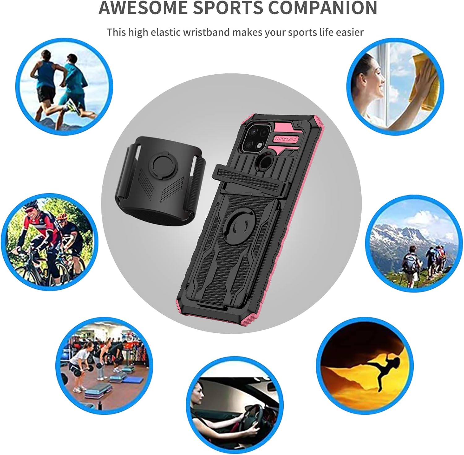 Asuwish Funda de teléfono para Oppo Realme C21C21YC25Y Funda 360 Arm Band Running Armband Slim Stand Hybrid Grip Rugged Protective Mobile Kickstand
