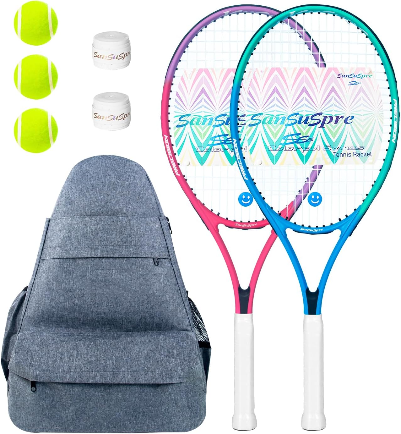 Raqueta de tenis con bolsa de tenis, raqueta de tenis para adultos, raqueta de tenis de 27 pulgadas con mochila multifuncional de gran capacidad