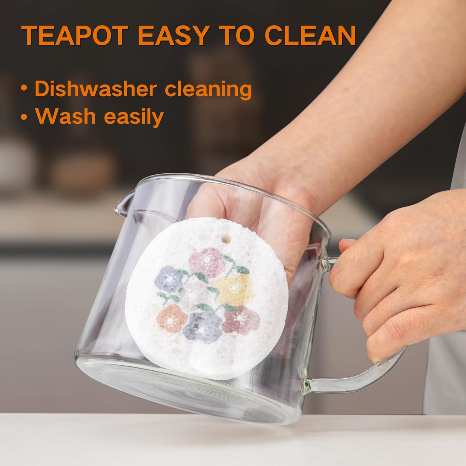 Tetera de vidrio de 34 oz33.8 fl oz con infusor de acero inoxidable extraíble, tetera de vidrio de borosilicato resistente al calor, hervidor de té