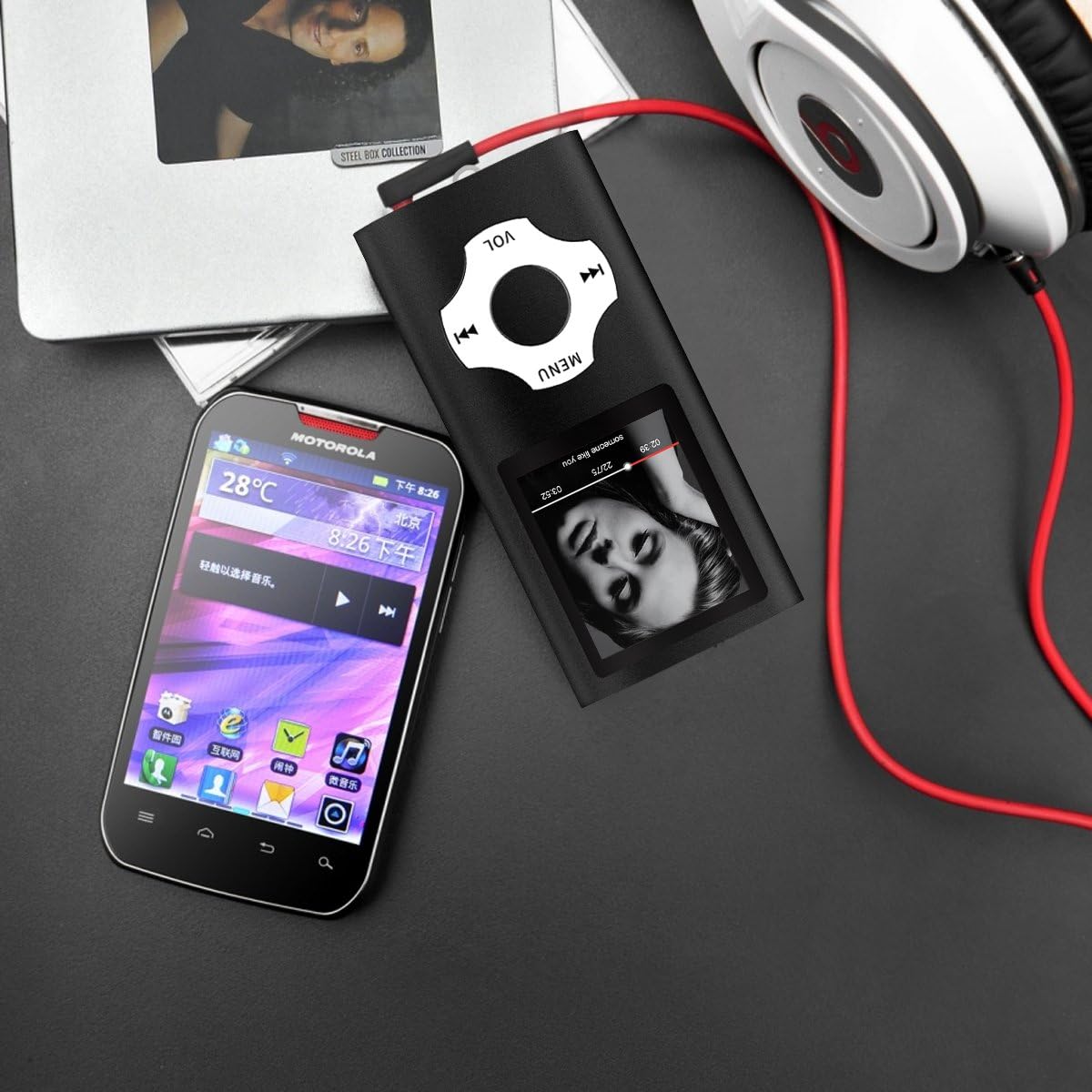 Reproductor de audio mymahdi Apoyo TF Tarjetas Slim 1.8 pulgadas LCD Reproductor de MP3MP4Mediamúsicareproductor de audio con accesorios negro