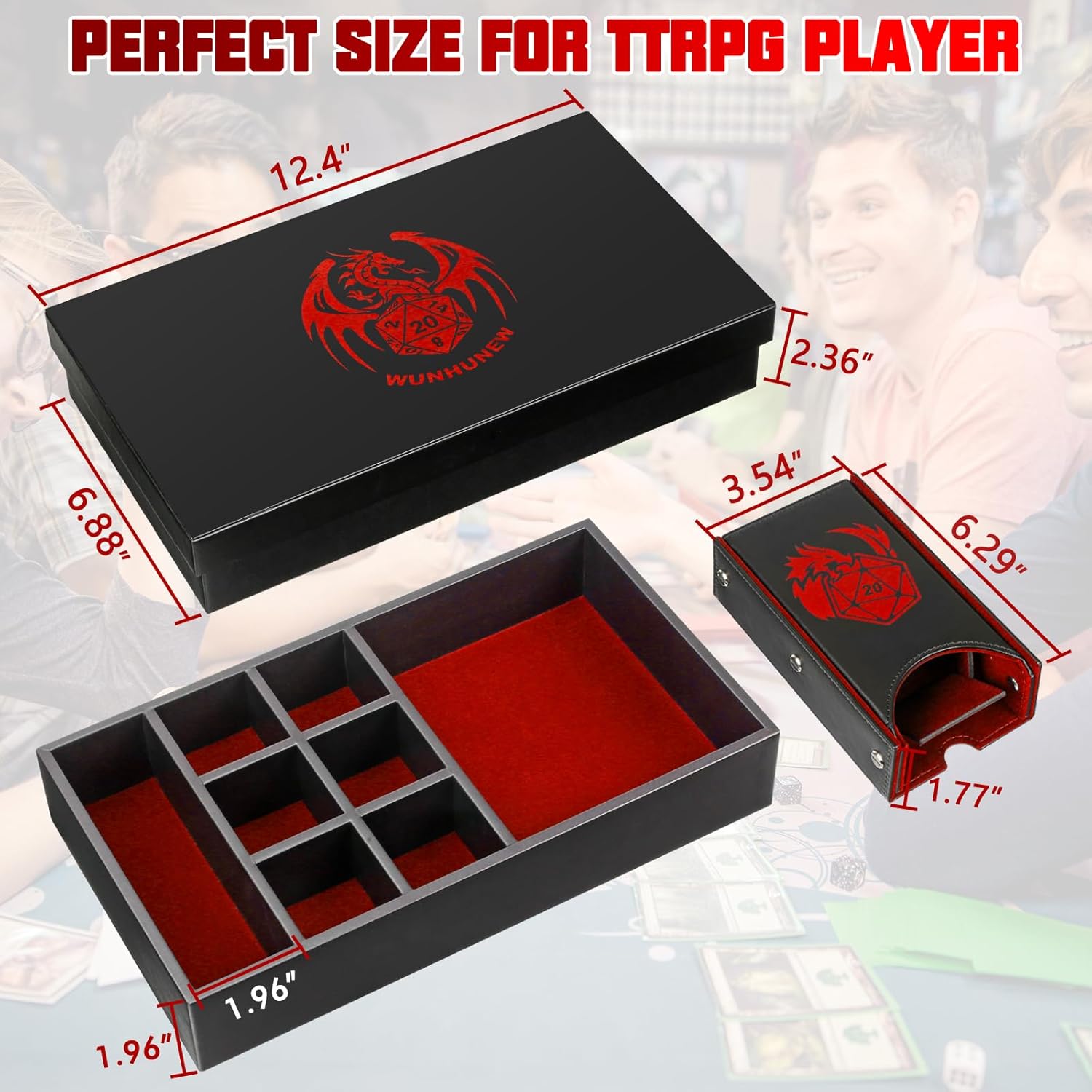 Bandeja de dados DND y caja de almacenamiento de torre, 4 en 1, estuche para dados D&D (bandeja rodante de dados, torre de rodillos de dados,