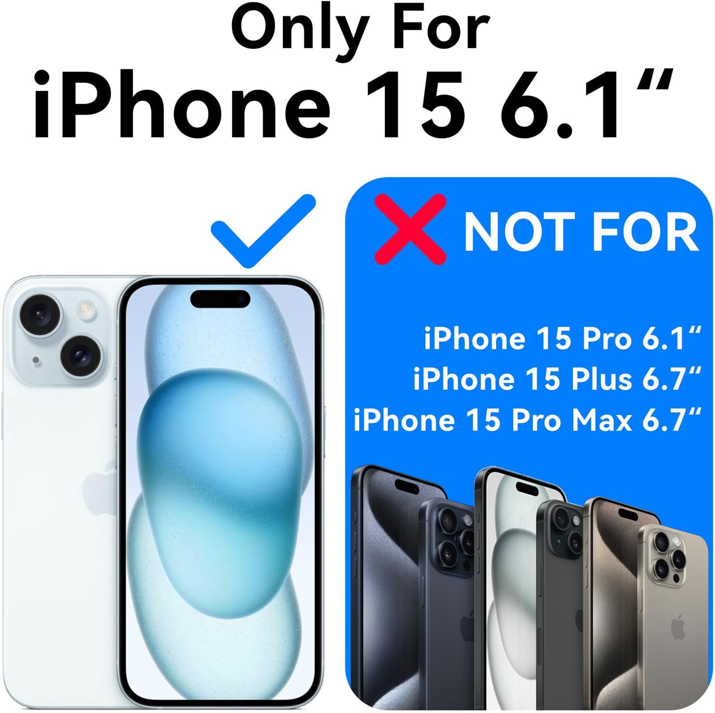 Mkeke Funda para iPhone 15, No amarillenta Protección contra caídas de grado militar Fundas transparentes para Apple iPhone 15 con parachoques a