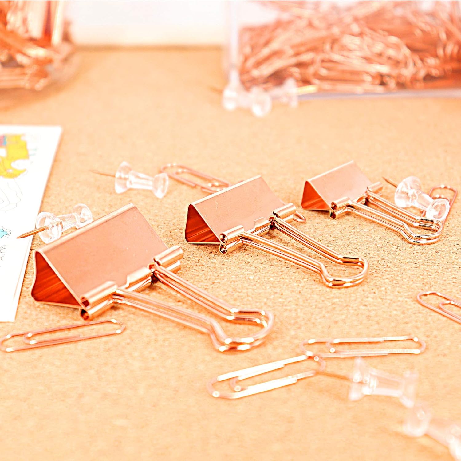 Clips para carpeta, juego de abrazaderas de papel, varios tamaños (pequeño, mediano, grande) para oficina, escuela y suministros para el hogar (oro