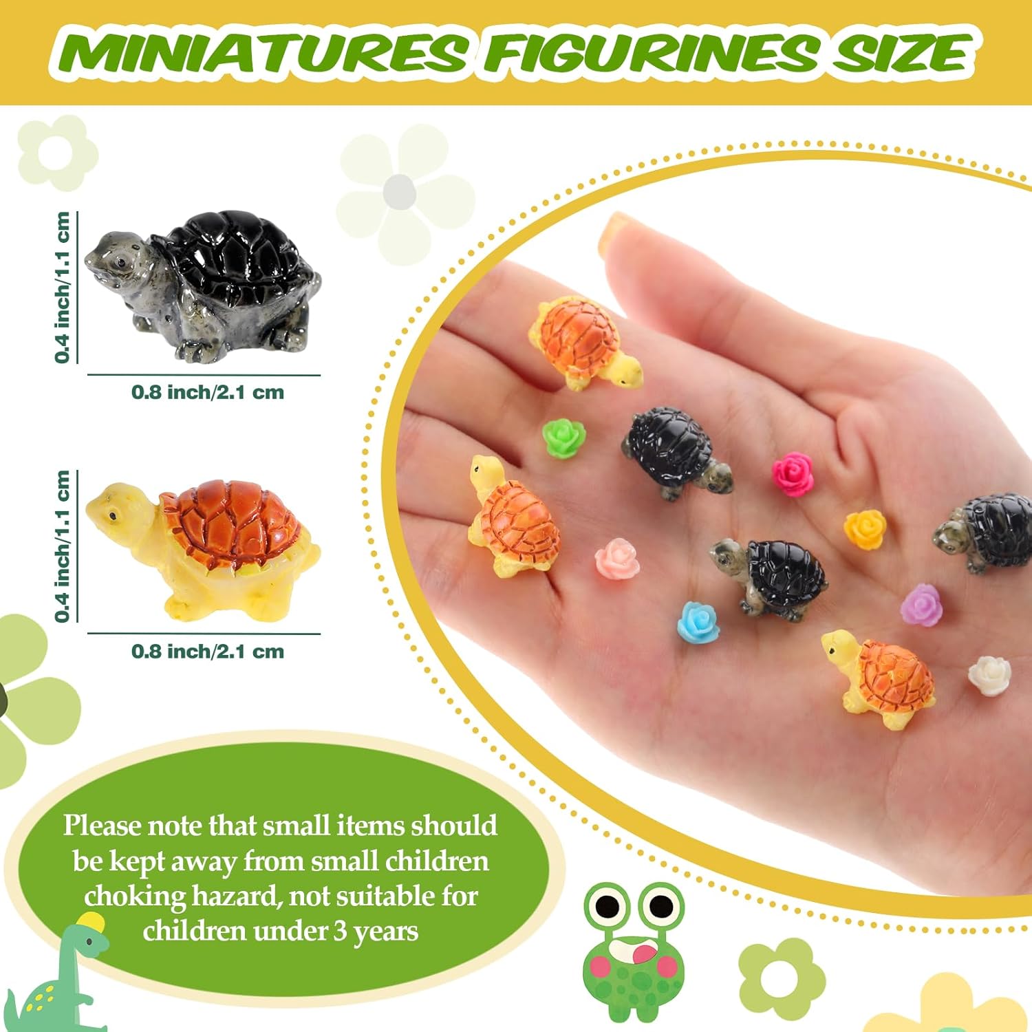 300 figuras miniatura de tortugas en miniatura para jardín, animales de jardín, accesorios de jardín, figuras de tortuga y flores, para bricolaje,