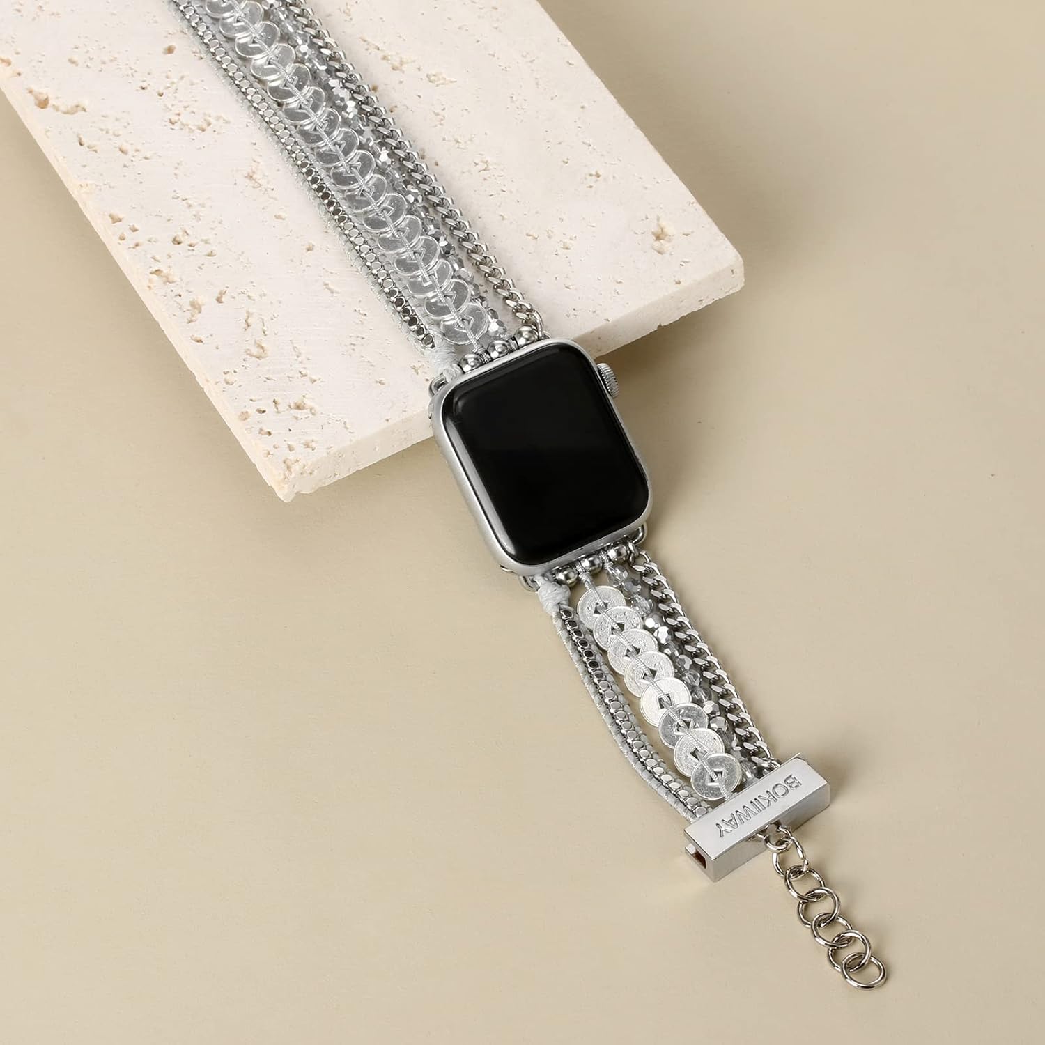 BOKIIWAY Pulsera de reloj bohemia compatible con Apple Watch Series 87654321SE  Correa de reloj bohemia para mujer  Correa de reloj de cuero