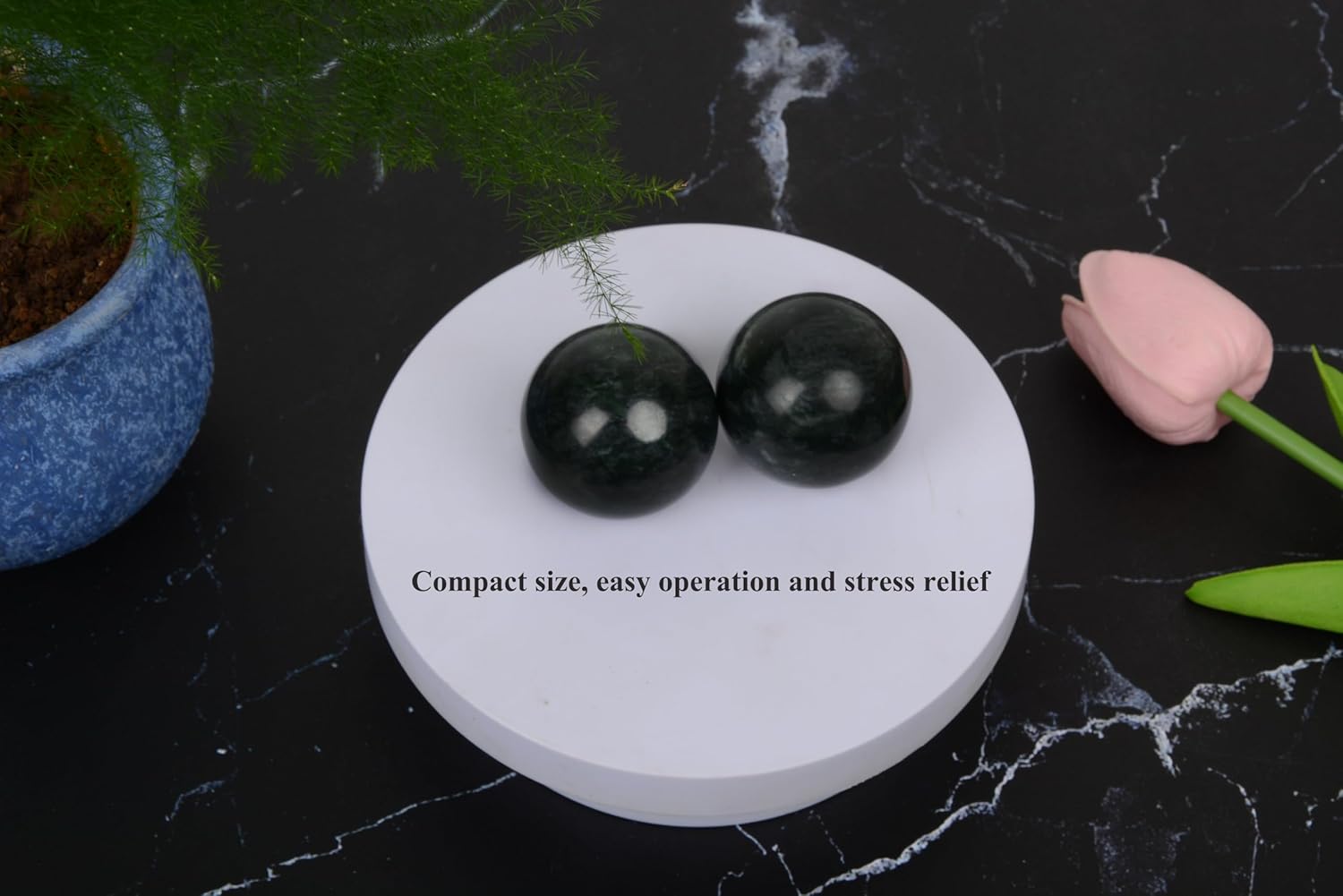 Pelotas Baoding de mármol natural de bolas tradicionales chinas para el cuidado de la salud, paquete de 2 bolas de masaje de 1.6 pulgadas para