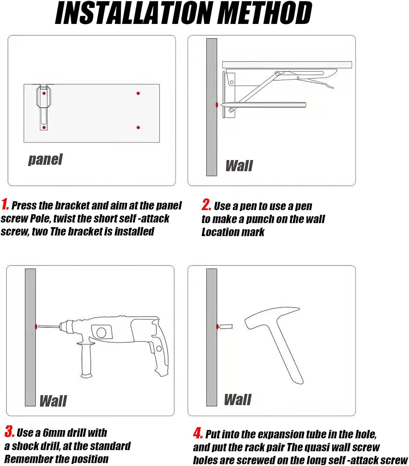 OCAZI Mesa plegable montada en la pared, mesa de hojas colgantes para espacios pequeños, mesa de pared plegable para cuarto de