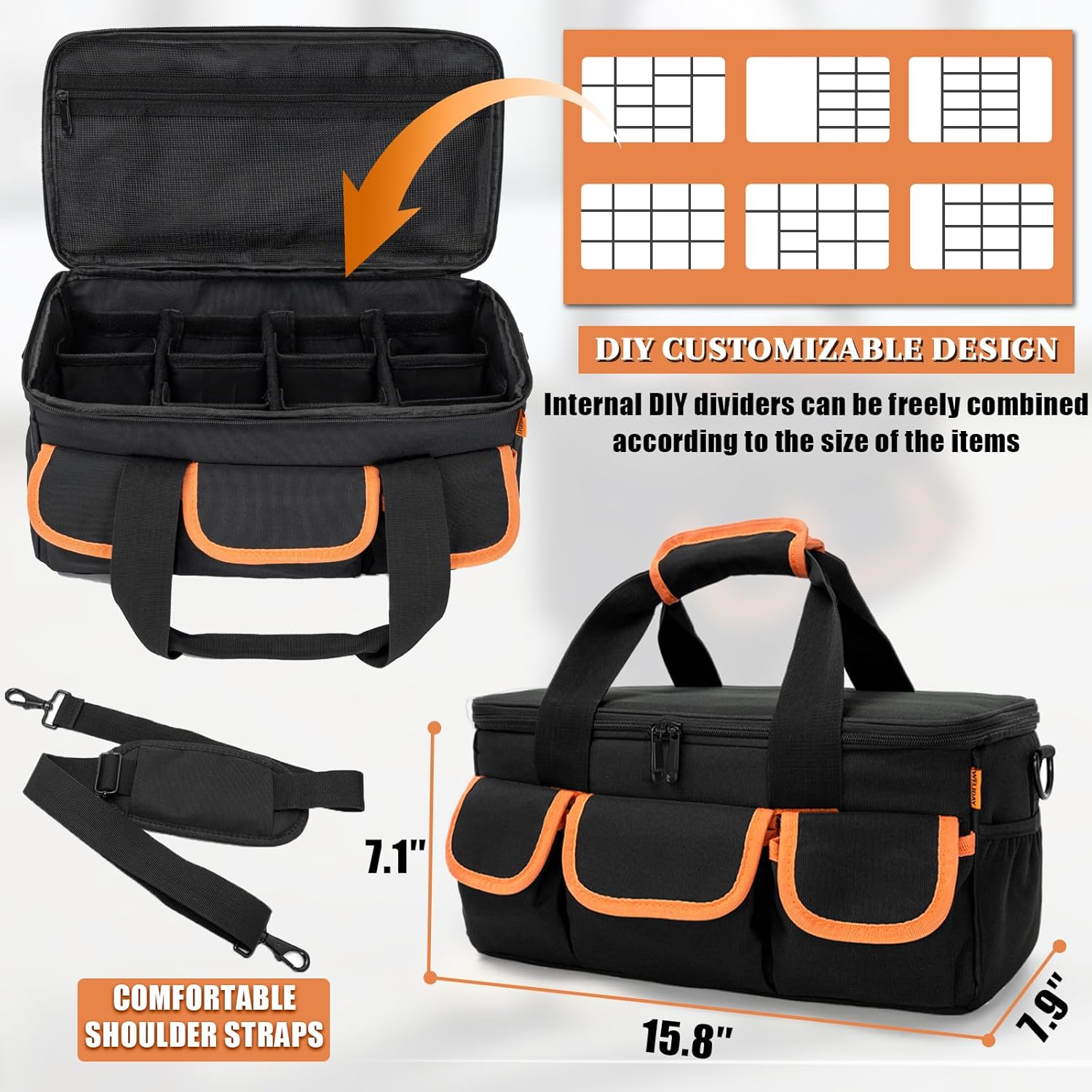 Bolsa de transporte de almacenamiento de batería con 11 divisores extraíbles compatibles con batería DEWALT 20V 60V 2.03.04.05.06.09.012.0-Ah