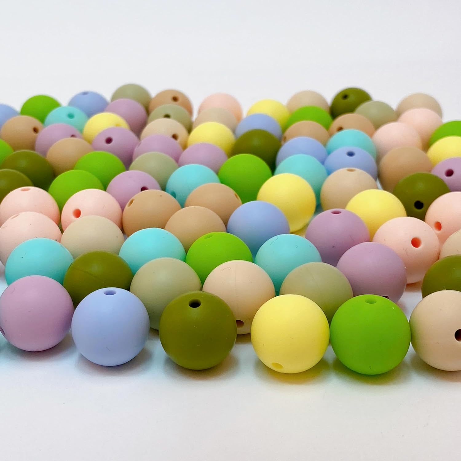 100 cuentas redondas de silicona de 0.59 pulgadas, cuentas de manualidades para llavero, pulseras, collares, joyería, juego de 10 colores (shense)