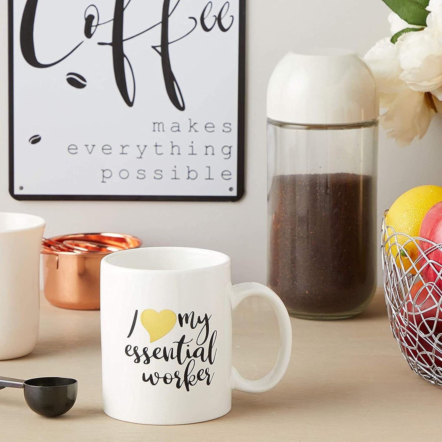 Okuna Outpost Taza de café de cerámica, I Love My Essential Worker (15 oz)