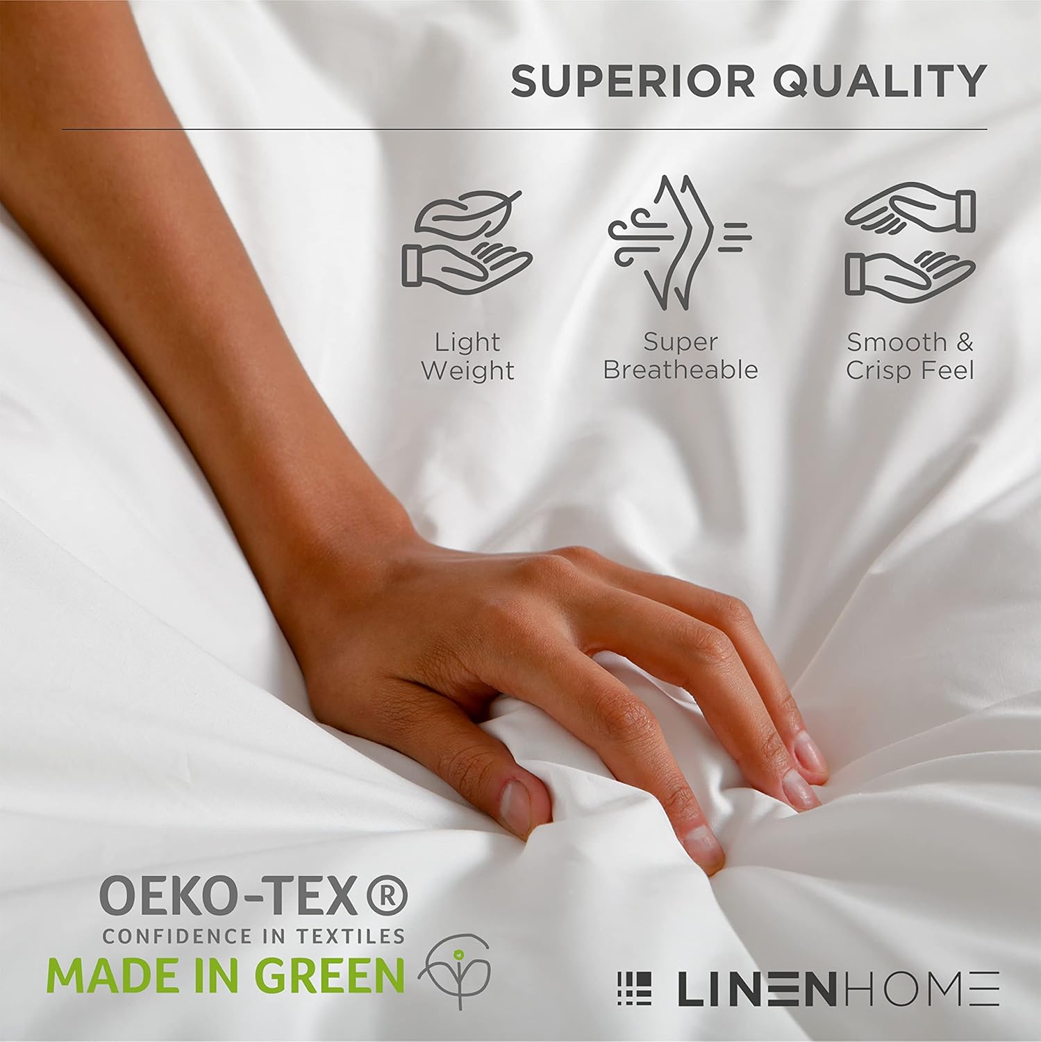 Linen Home Juego de funda de edredón 100% algodón, tamaño KingCal King, fresco, suave y transpirable, con cierre de botón, ropa de cama lujosa para