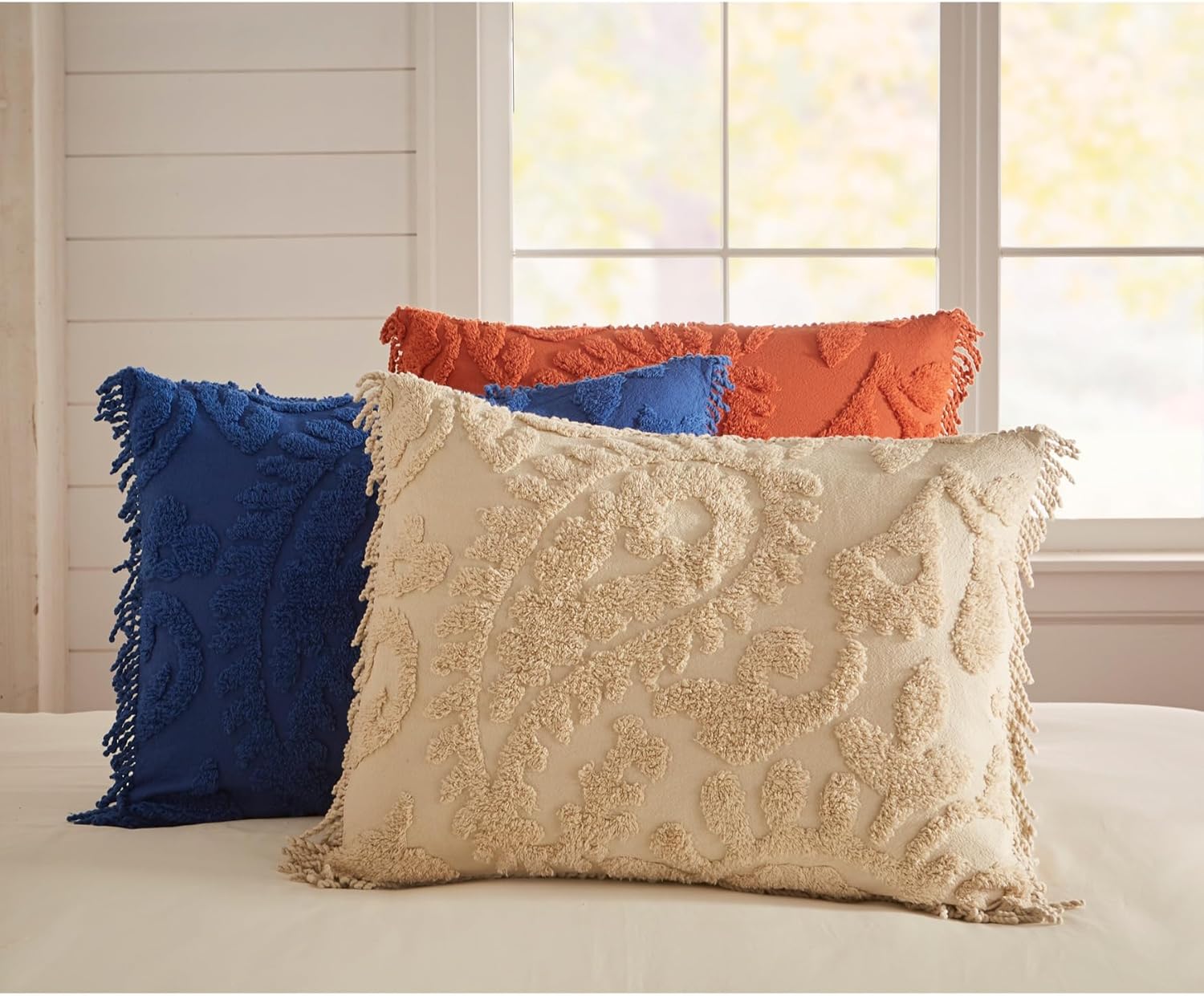 BrylaneHome Funda estándar de chenilla Paisley – Estándar, color beige topo