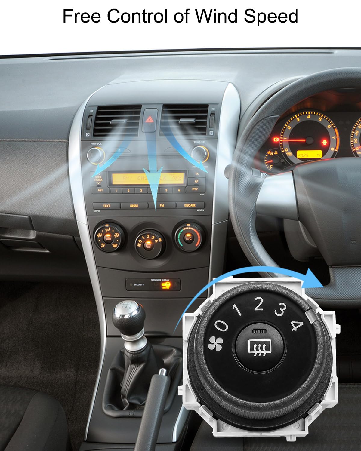 Interruptor de perilla del ventilador de CA HVAC Control de velocidad del viento para Toyota Corolla CE LE S XLE XRS L 2009 2010 2011 2012 2013