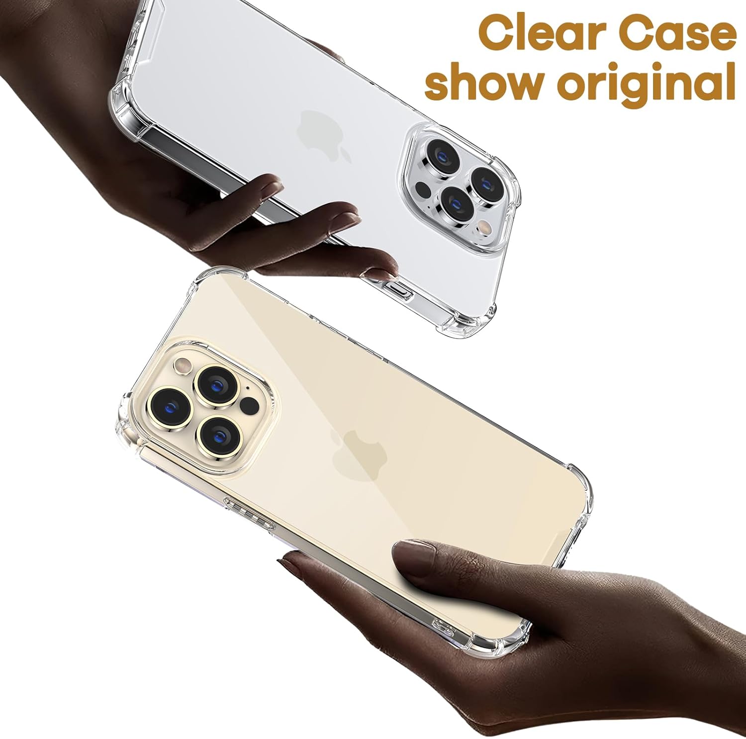 ORIbox Funda transparente para iPhone 14 Pro Max, con 4 esquinas de protección a prueba de golpes, iPhone 14 Pro Max transparente para mujeres,