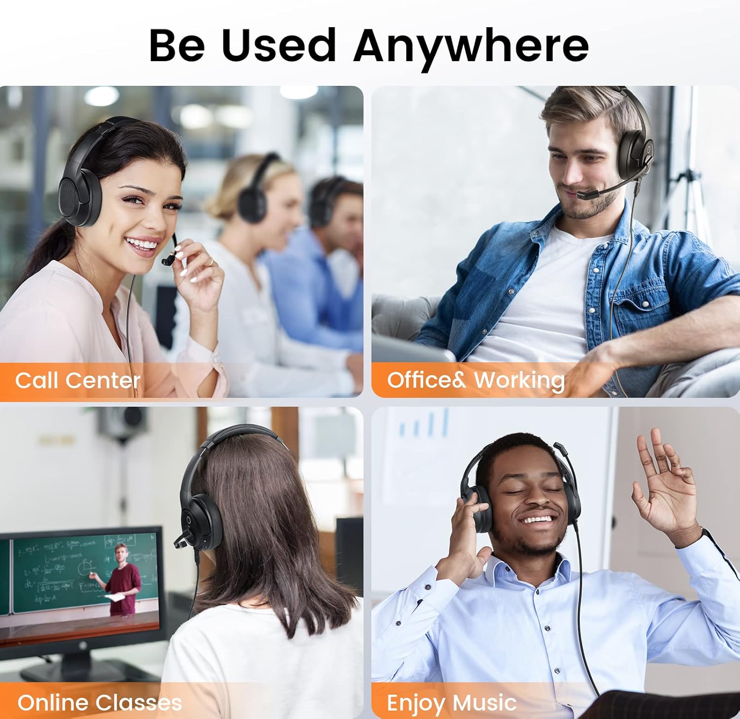 EKSA Auriculares con micrófono para laptop, auriculares con cable para computadora con controles de volumen y silencio de micrófono, auriculares