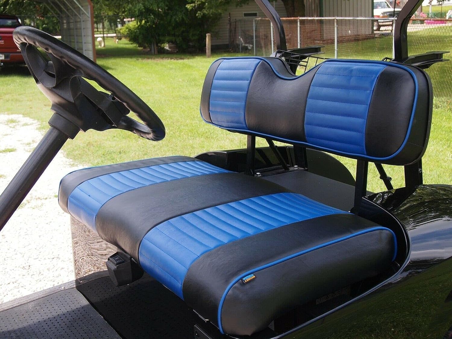 Huskey – Fundas de asiento para carrito de golf delantero y trasero para EZGO y Club Carvarios colores, material de vinilo de grado marino,