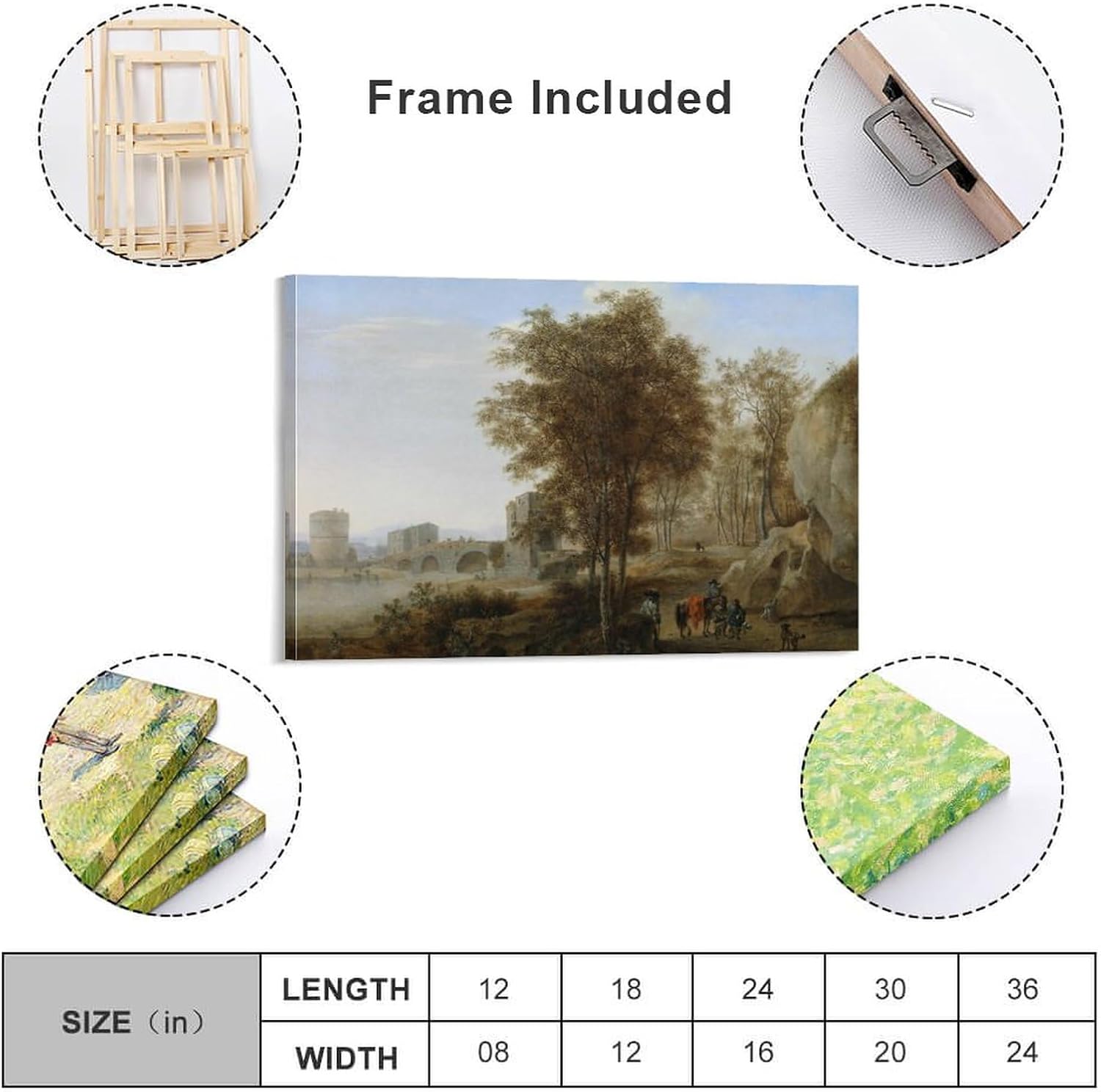 Viajeros en el Ponte Lucano sobre el Anio en Tivoli – Póster para pared, póster impreso en lienzo para decoración de dormitorio, sala de estar, 08 x
