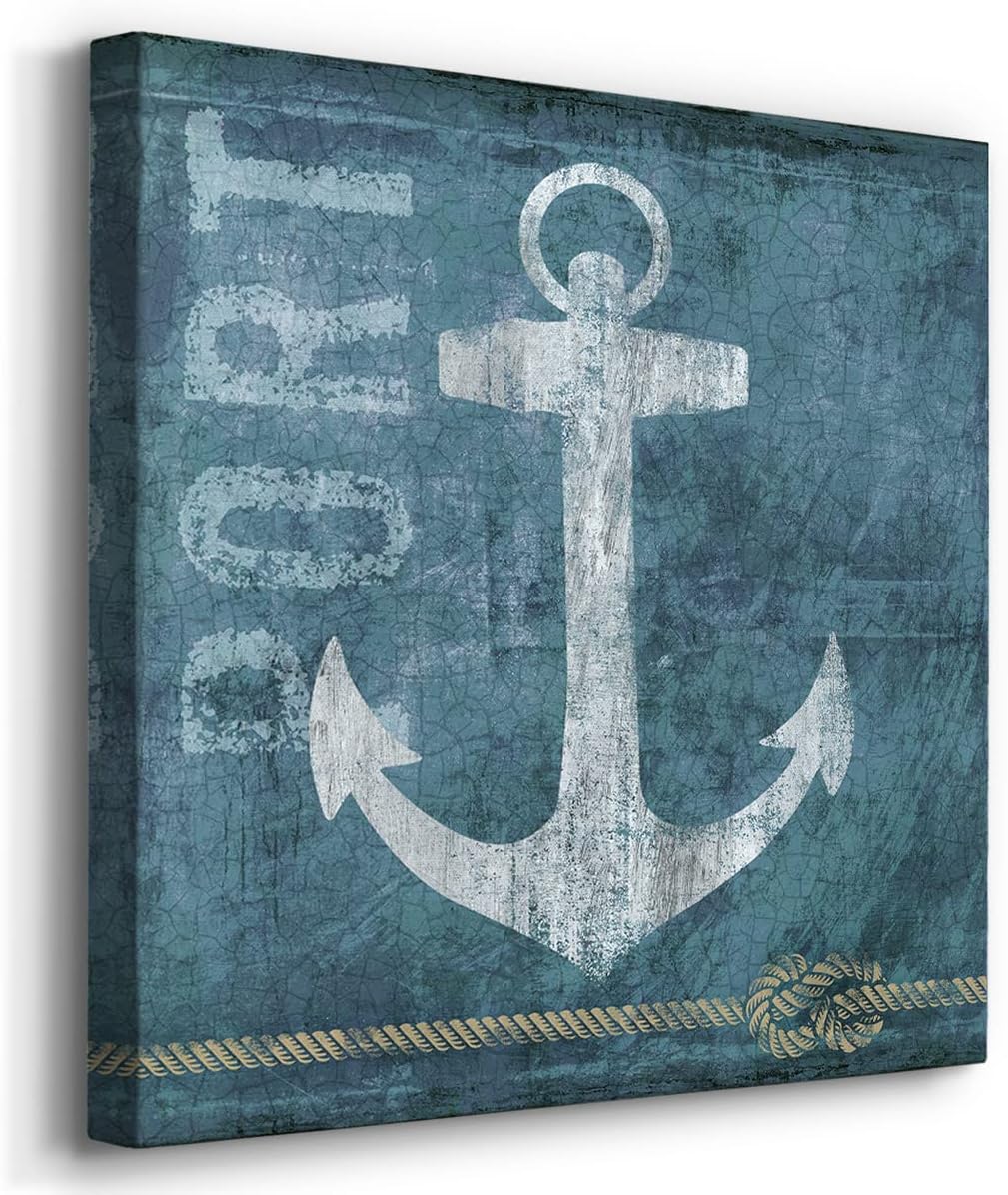 Lienzo decorativo para pared de baño, impresiones náuticas de animales marinos, arte de pared azul marino, 12 x 12 pulgadas, juego de 4 pinturas