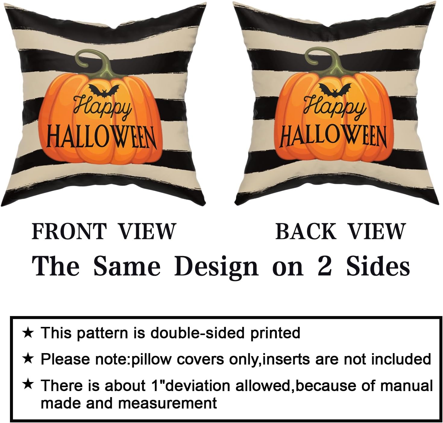 Fundas de almohada de Halloween de 18 x 18 pulgadas, fundas de almohada decorativas de calabaza de Halloween para festival, funda de almohada