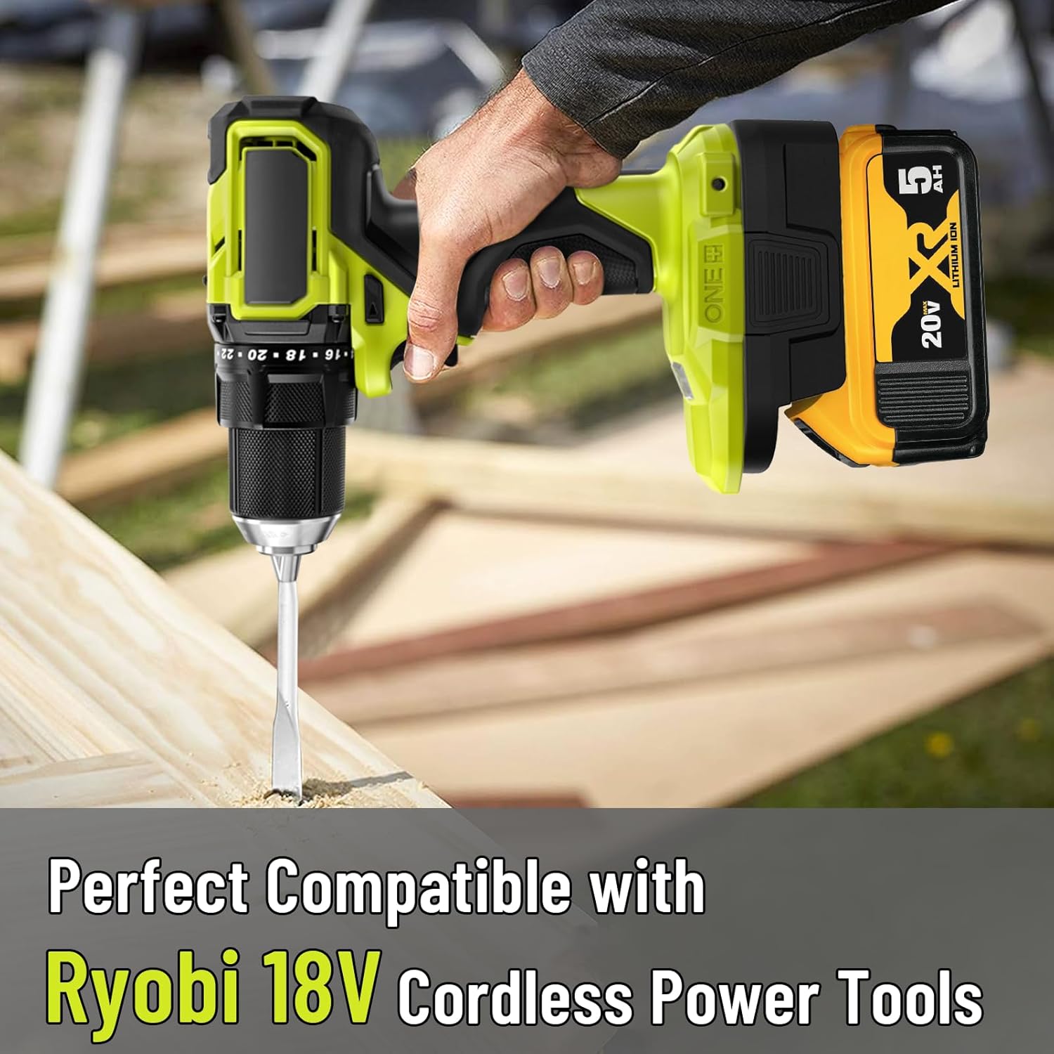 Convertidor adaptador de batería DM18RL con puerto USB y tipo C para uso con herramientas de batería de litio Ryobi de 18 V, convierte la batería