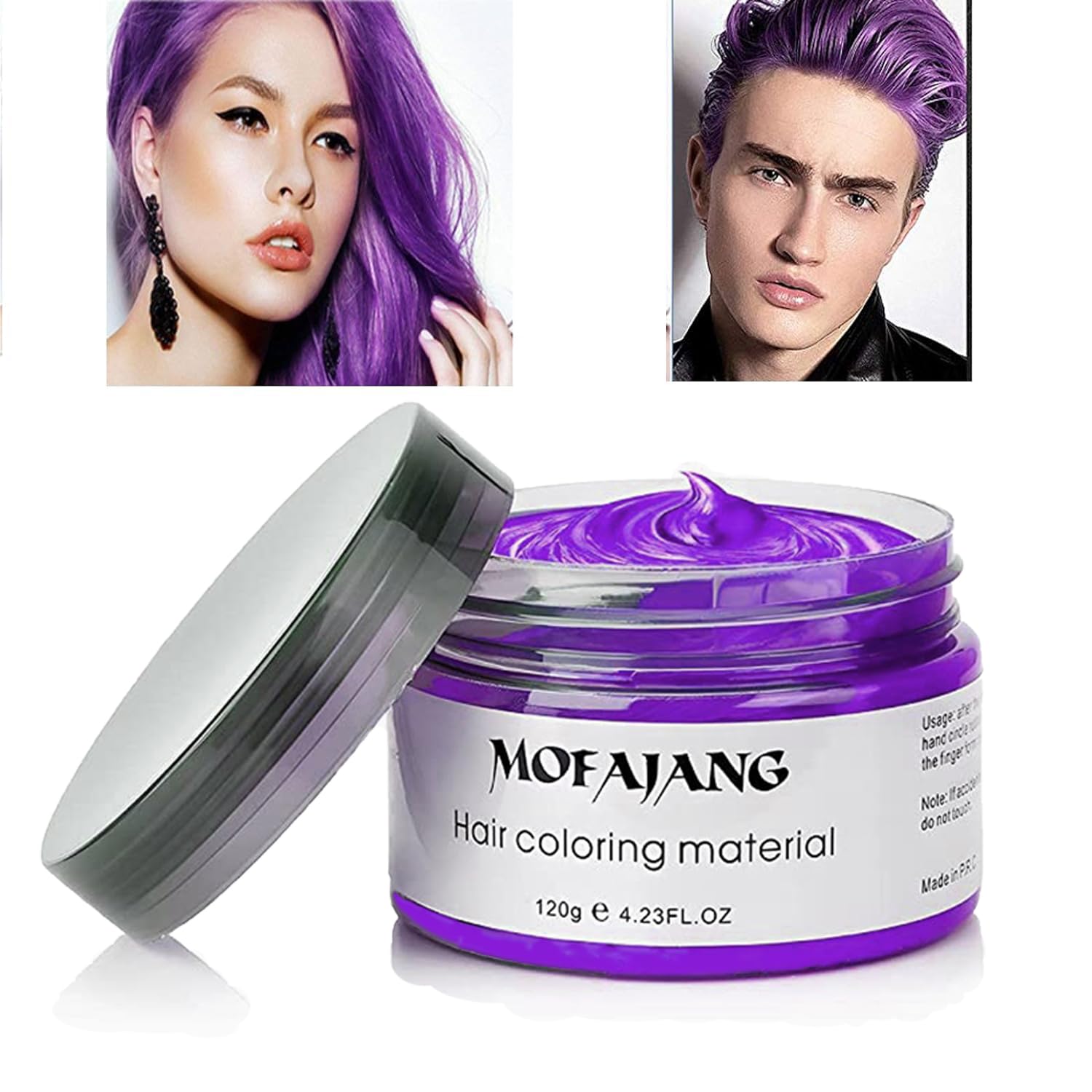 Color temporal de cabello morado, cera de color natural para el cabello, espray de color de cera para el cabello, 4.23 onzas, tinte de cera para el
