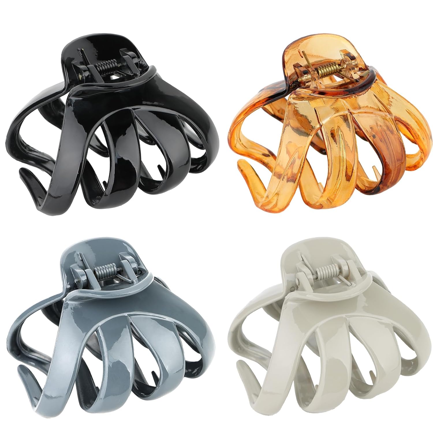 YARIEW 4 pinzas de pulpo grandes para cabello grueso de 3.15 pulgadas, pinzas de pulpo mate para cabello fino, clip de mandíbula de sujeción fuerte,
