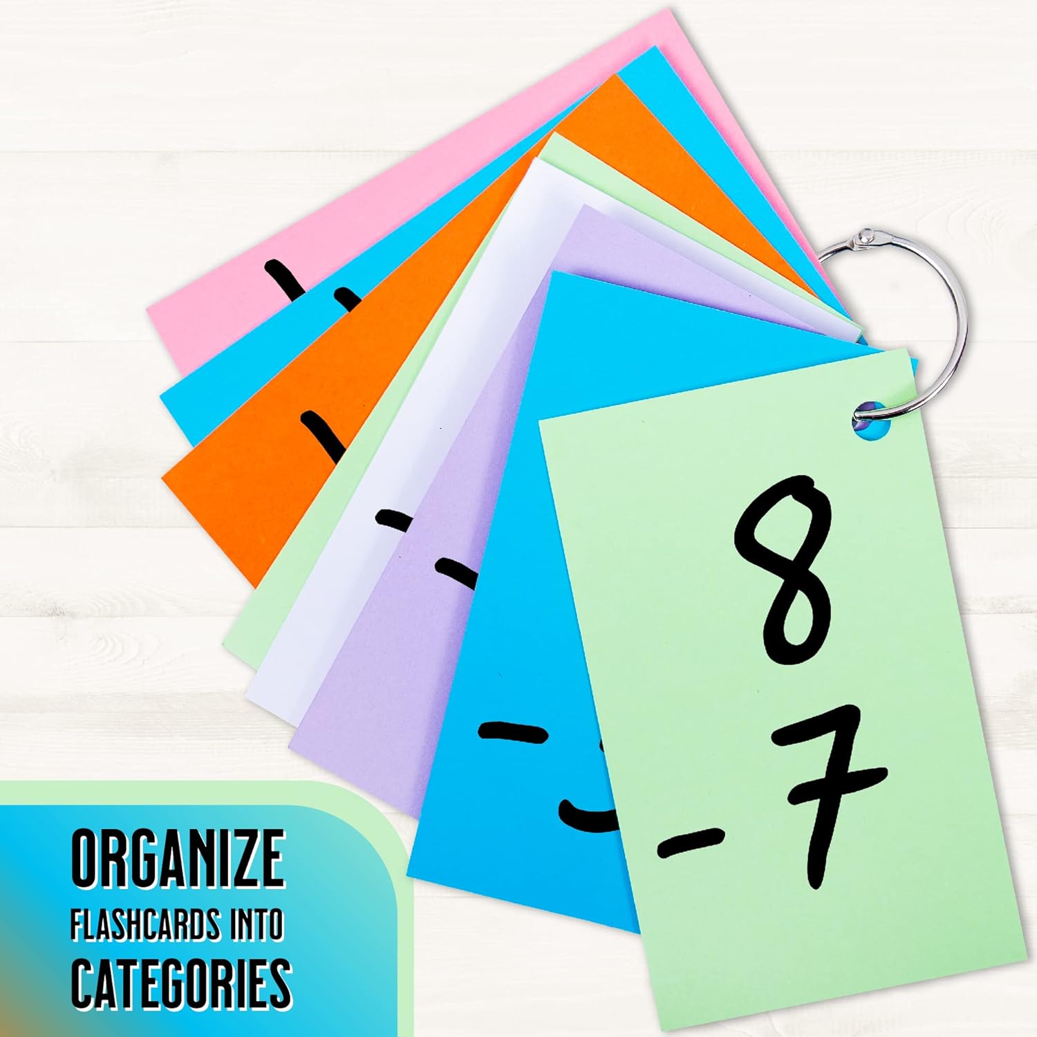 Hapinest 1000 tarjetas flash en blanco de 3 x 5 con 20 anillos de carpeta, tarjetas de notas de índice perforadas previamente en 6 colores para