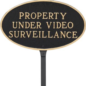 Montague Metal Products Placa de declaración de propiedad bajo vigilancia de 6 x 10 pulgadas con estaca de 23 pulgadas, negrodorado Montague Metal Products Placa de declaración de propiedad bajo vigilancia de 6 x 10 pulgadas con estaca de 23 pulgadas, negrodorado