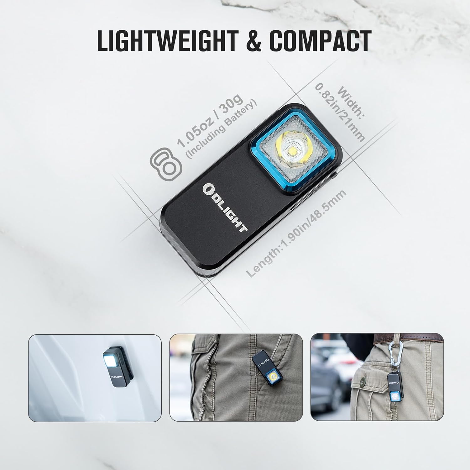 OLIGHT Oclip – Linterna EDC recargable de 300 lúmenes, doble fuente de luz, luz compacta con clip de bolsillo, práctica carga USB C, magnética