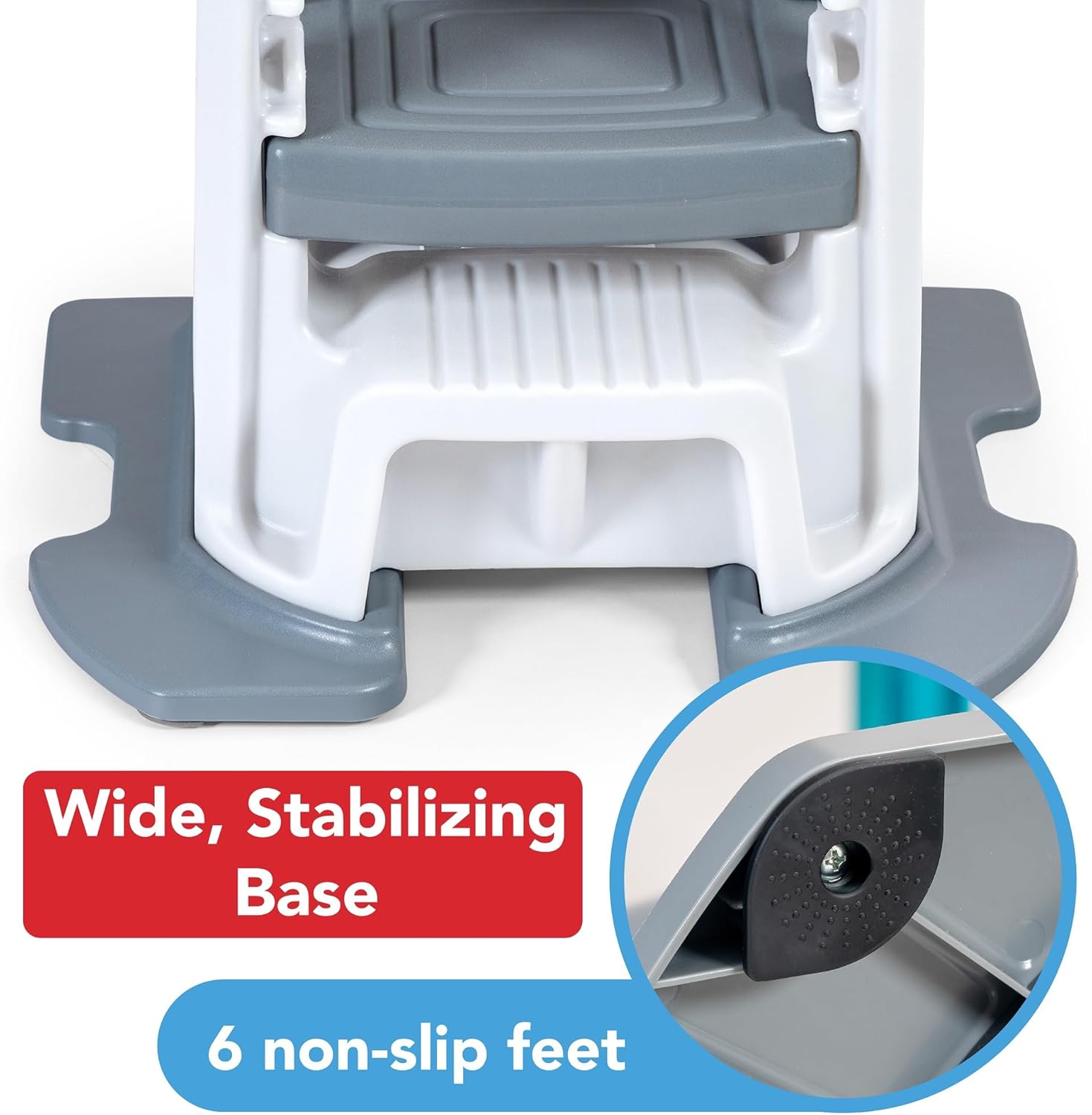 Simplay3 Taburete y base para niños pequeños con tres alturas ajustables, taburete para niños, color blanco