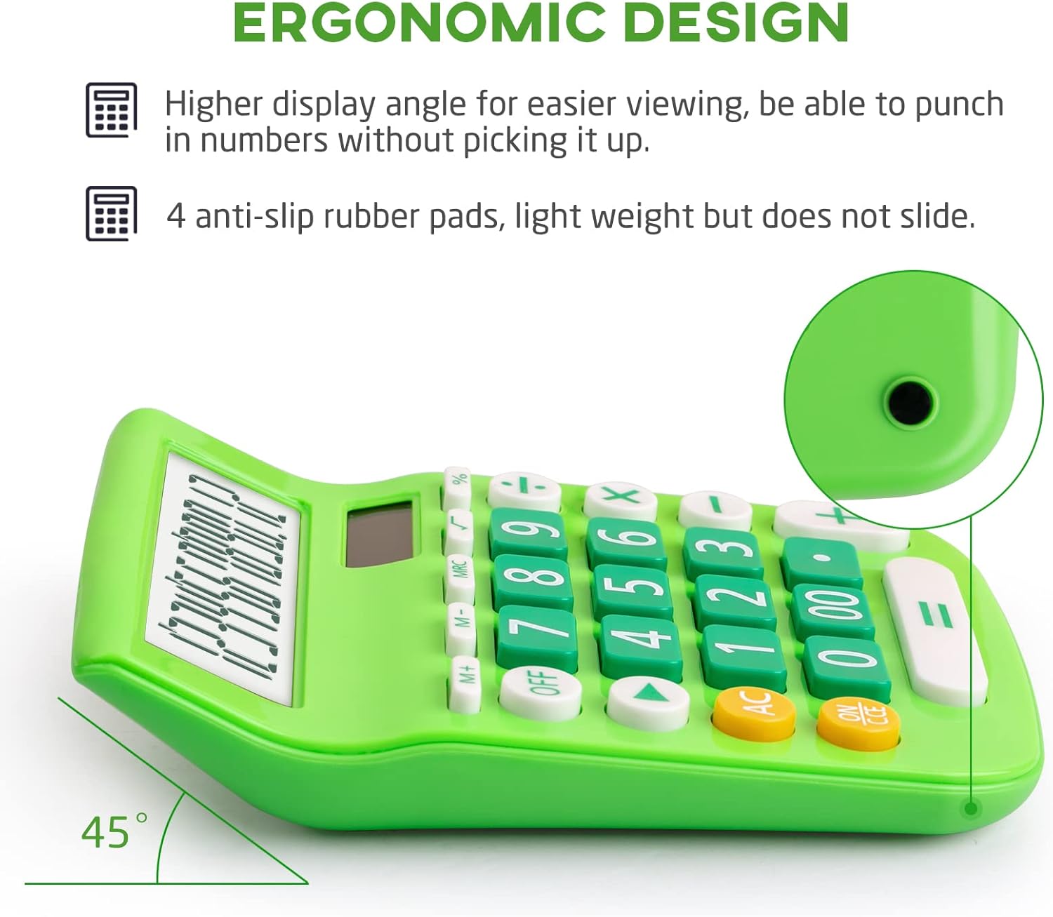 Calculadoras de escritorio, botón grande de pantalla grande, energía solar y de batería dual, 12 dígitos pequeña calculadora funcional básica