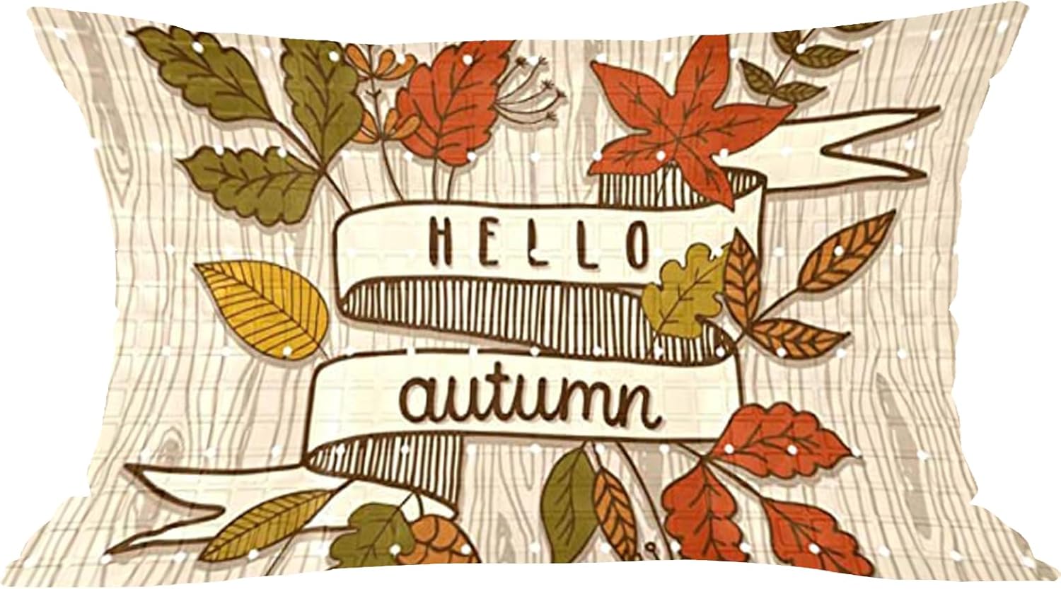 Aceroece Funda de almohada lumbar de lino y algodón con texto en inglés “Hello Autumn Fall Y’all Leaves – Funda de cojín rectangular de 12 x 20