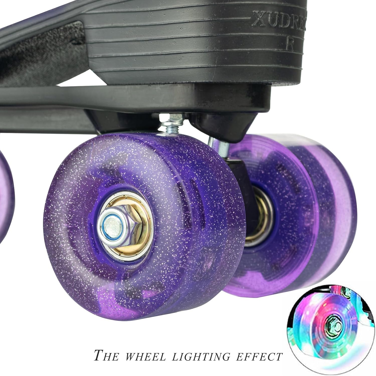 Silvertree Patines de ruedas para mujeres y hombres, de piel sintética, para adultos, patines Derby con ruedas iluminadas, cuatro ruedas brillantes,
