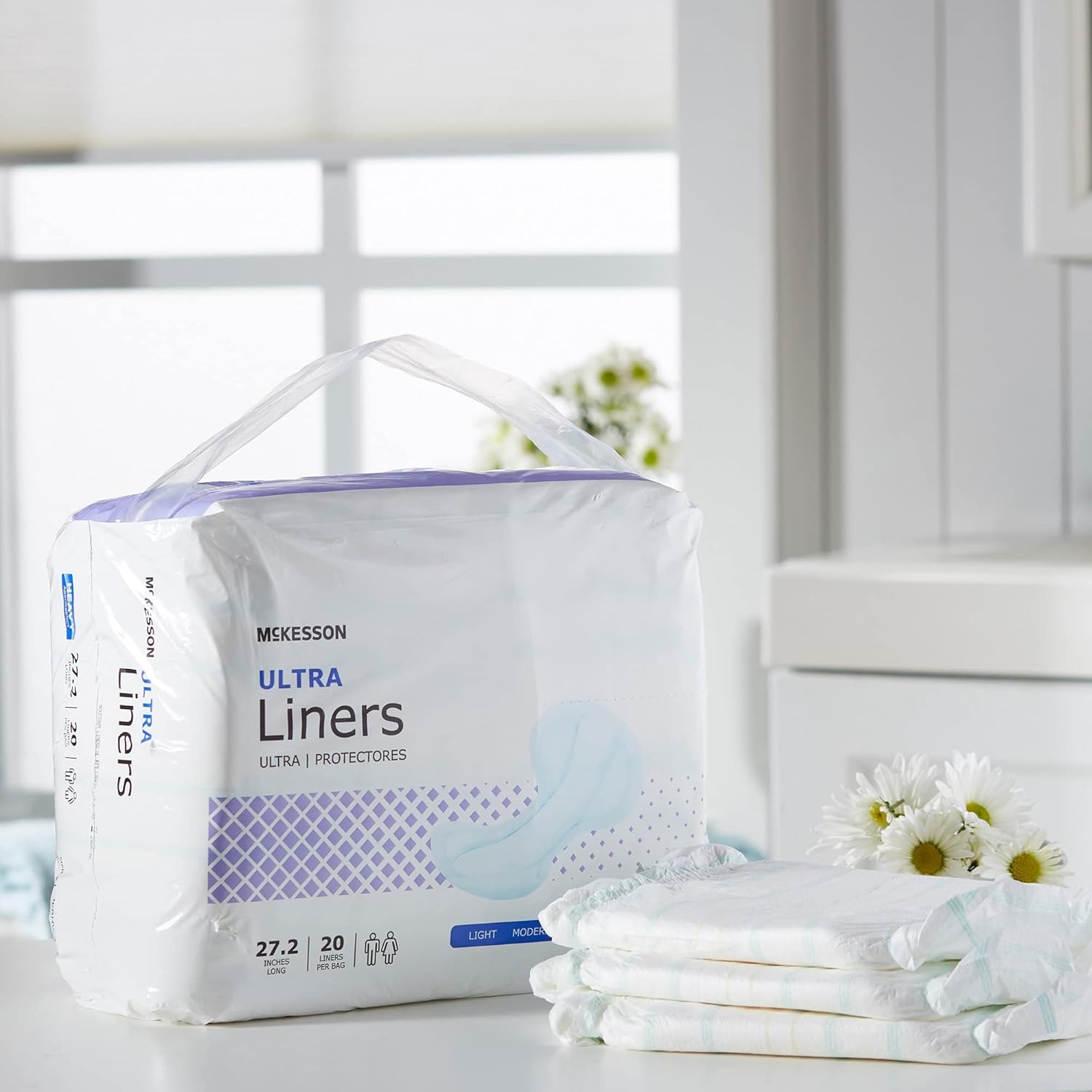 McKesson Ultra – Revestimientos para incontinencia  Absorción pesada, contorneados, unisex, para adultos, talla única, 27 15 pulgadas de largo, 20