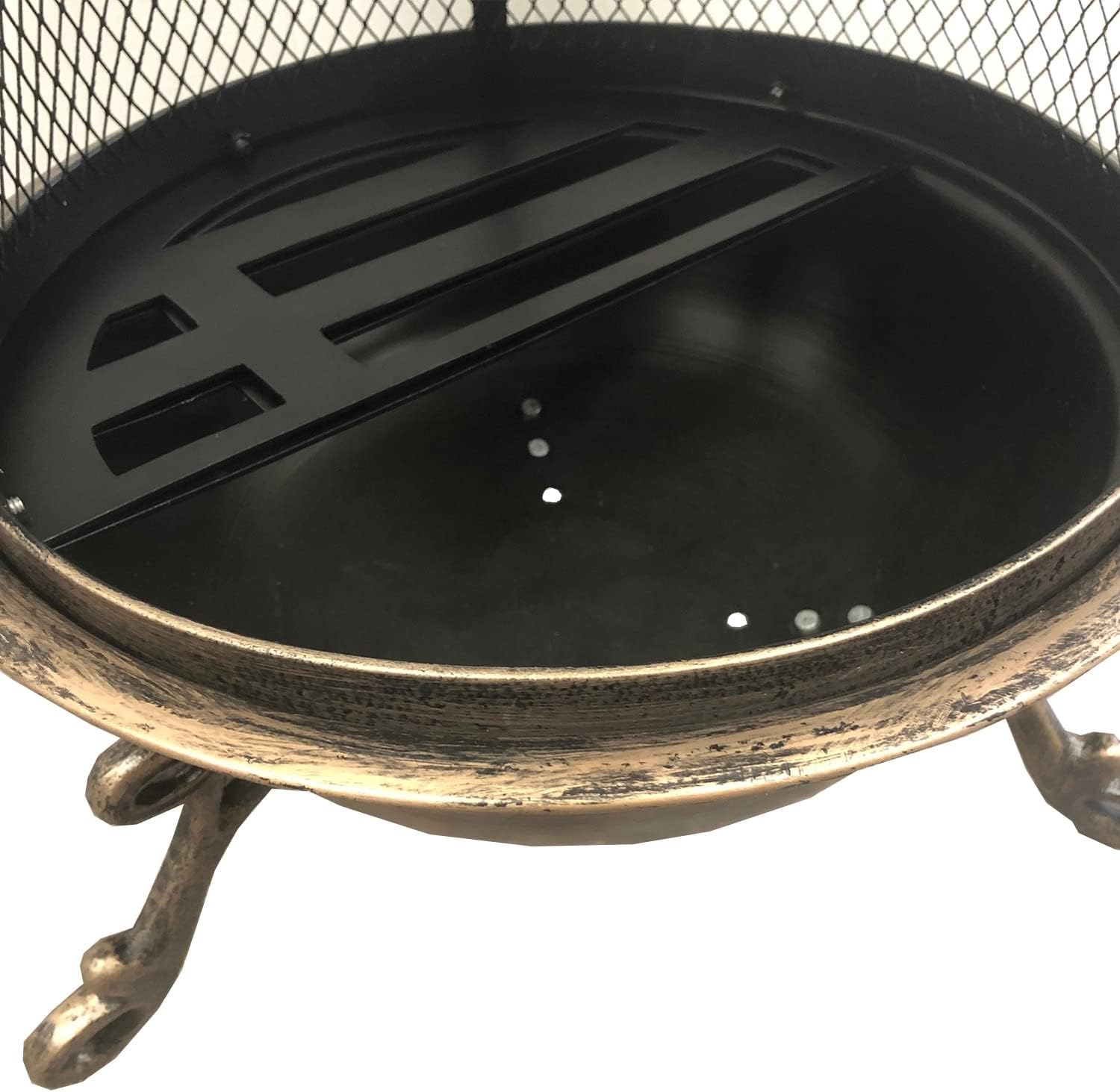 Oakland Living Chimenea de diamante de hierro forjado con acabado de bronce Corporation
