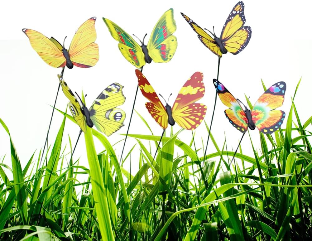 50 estacas de mariposa para jardín, estacas de decoración de mariposa, impermeables, para jardín, decoración de patio, Navidad, 9.8 pulgadas