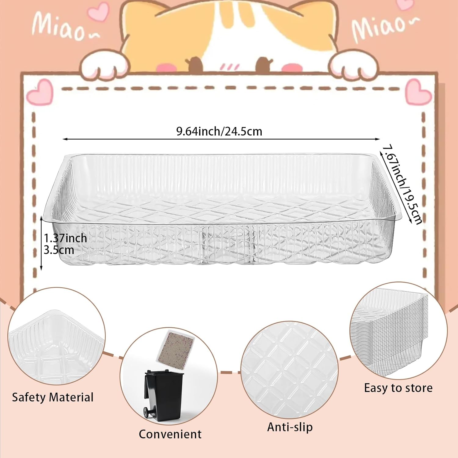 Tioncy 30 cajas de arena desechables para gatitos, bandejas de arena desechables poco profundas para gatos, entrada baja, inodoro, caja de arena