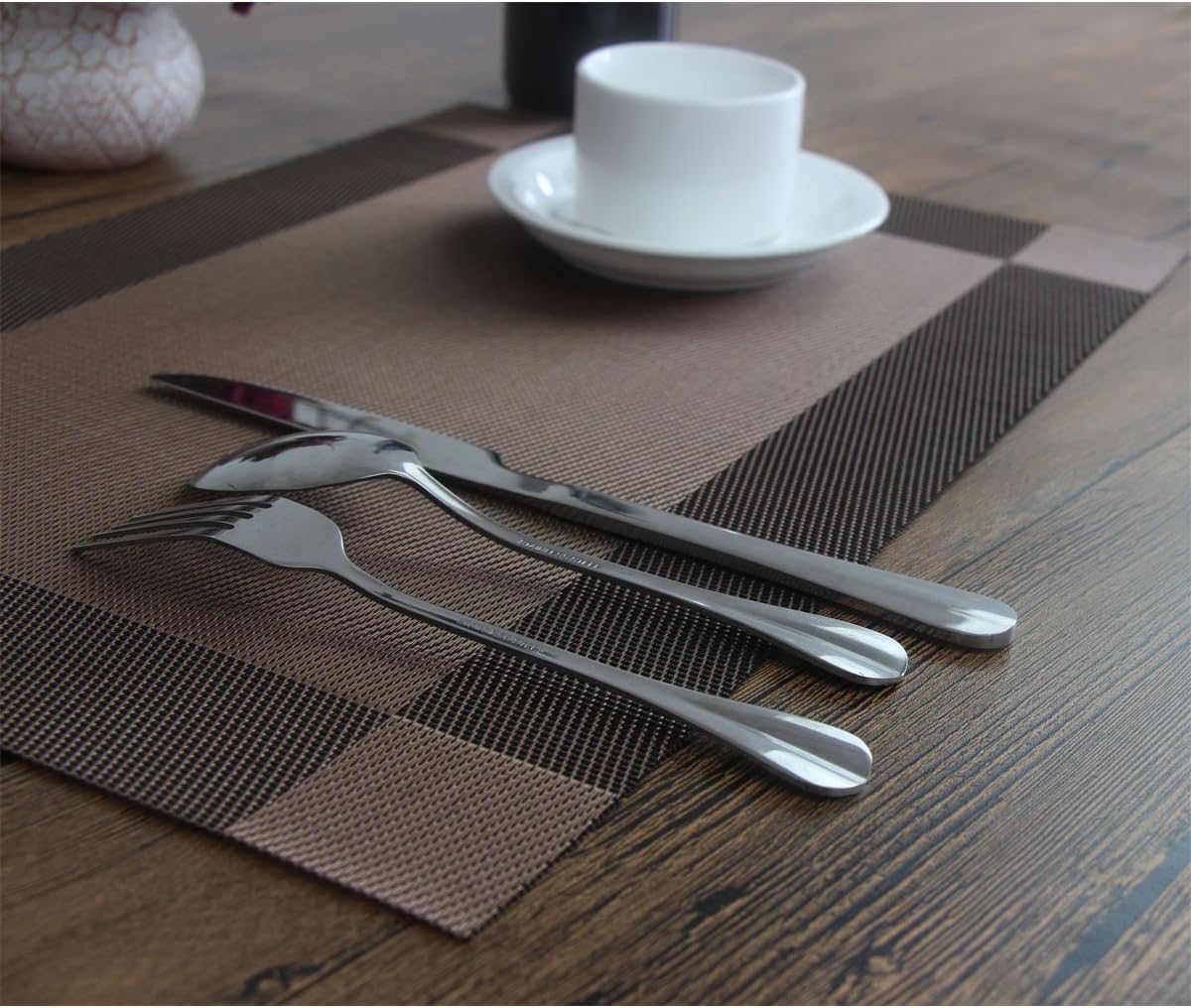 Bright Dream – Manteles individuales en PVC lavables y fáciles de limpiar para mesa de cocina, resistentes al calor y manteles de vinilo tejido.